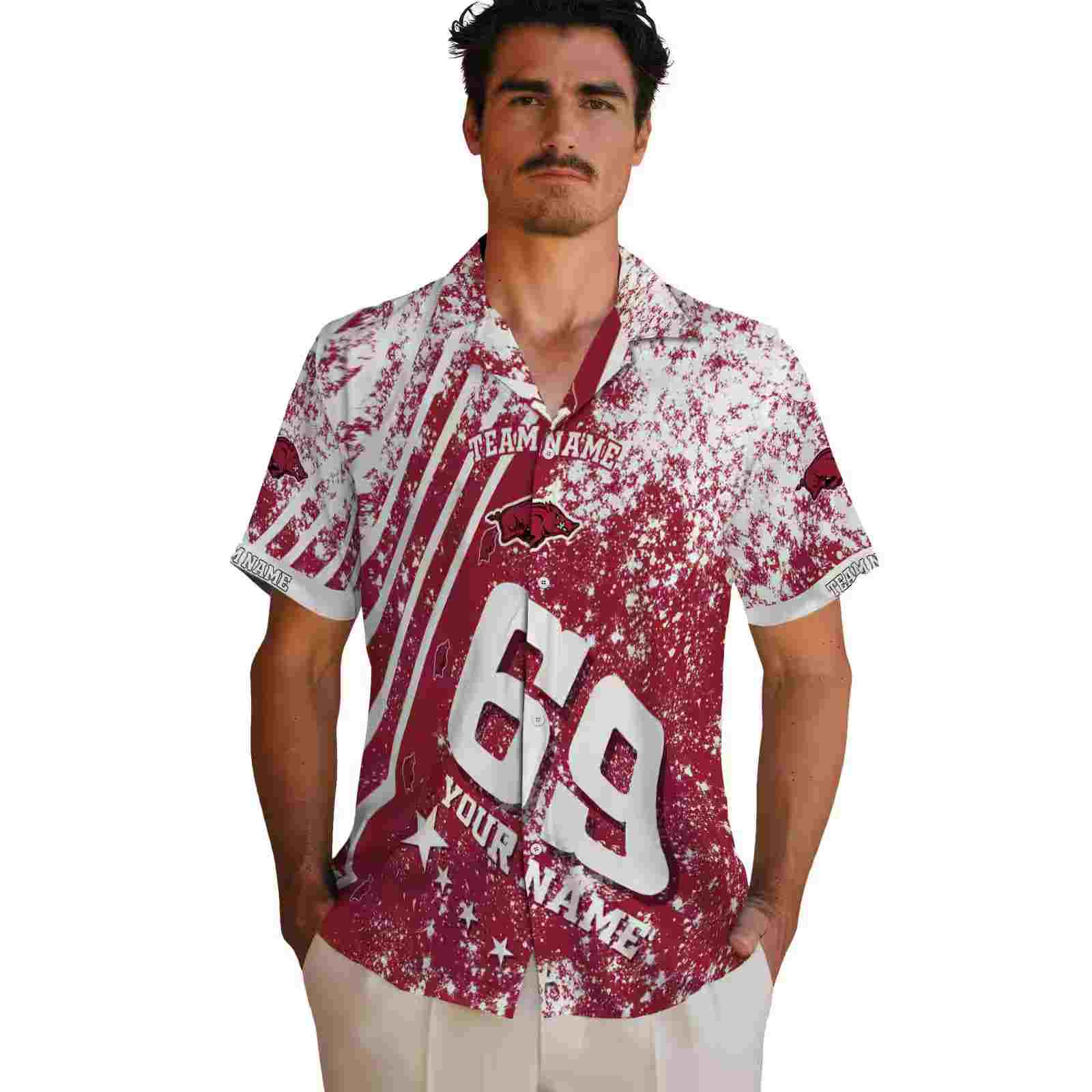 custom arkansas razorbacks star stripes red hawaiian shirt fashion forward