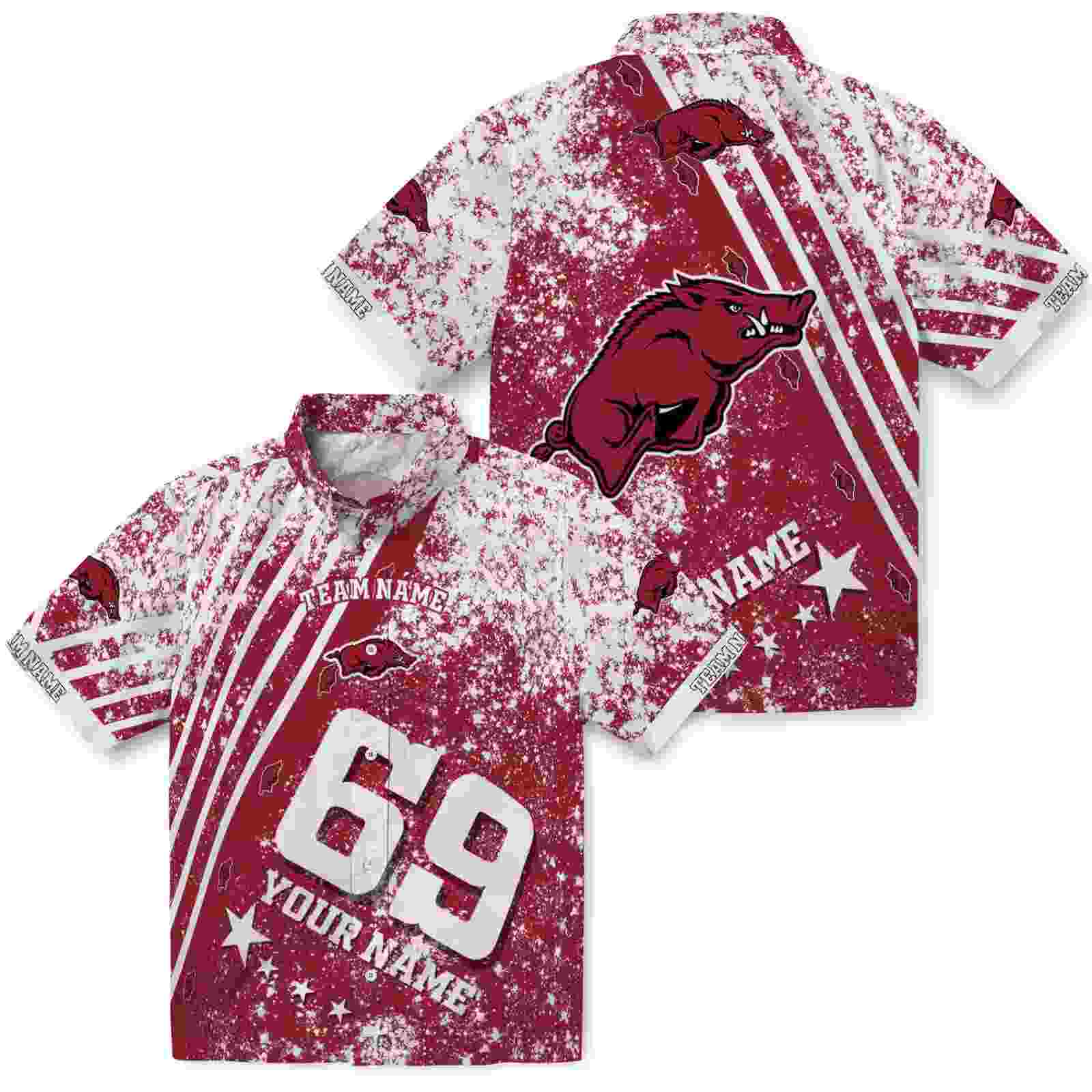 custom arkansas razorbacks star stripes red hawaiian shirt high quality