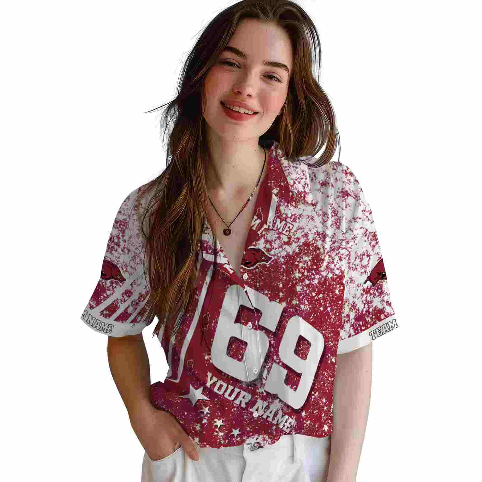 custom arkansas razorbacks star stripes red hawaiian shirt latest model