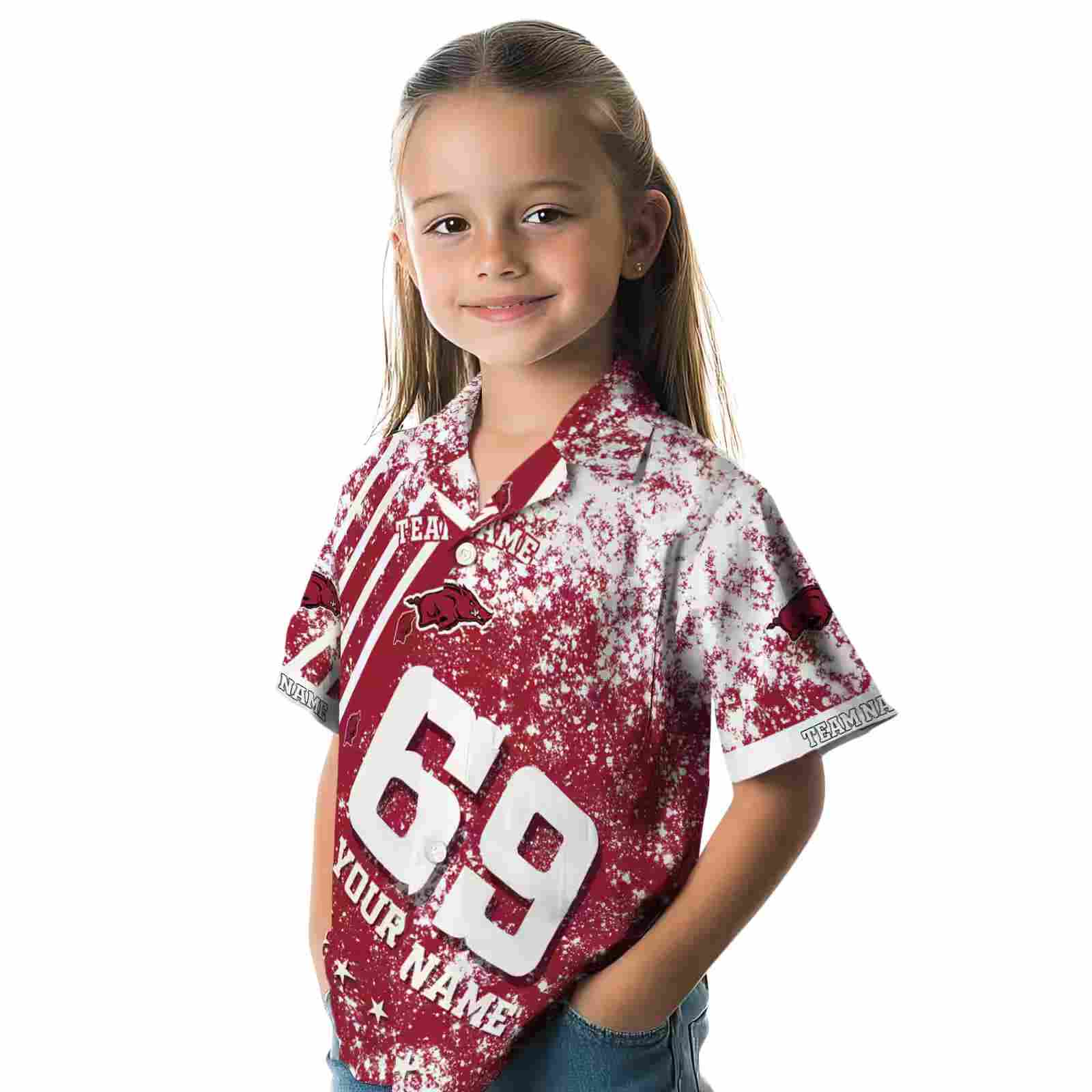 custom arkansas razorbacks star stripes red hawaiian shirt premium grade