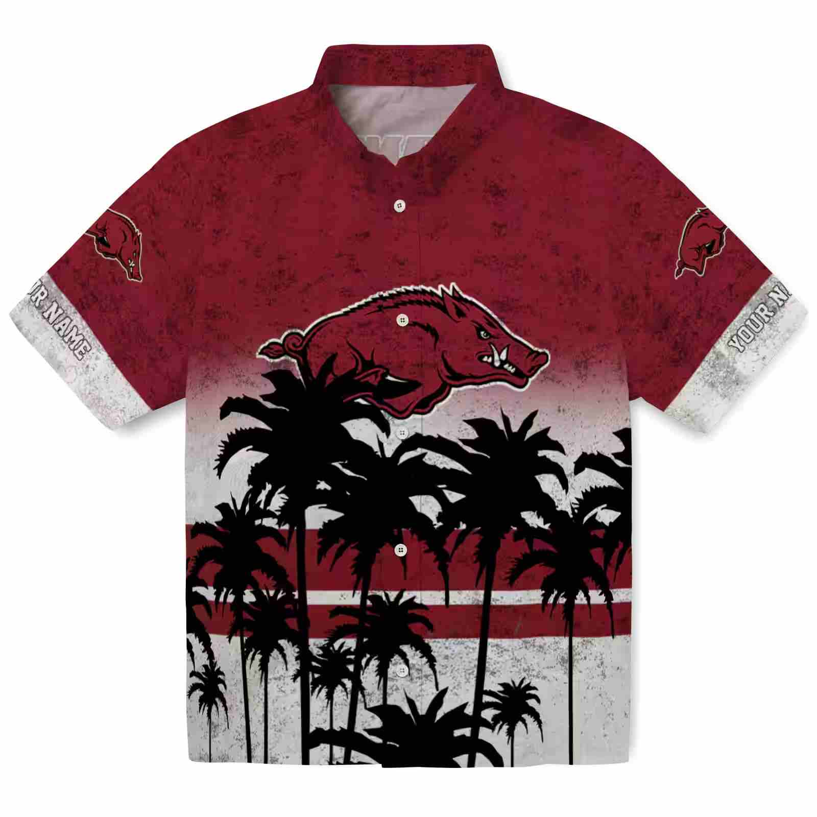 Custom Arkansas Razorbacks Sunset Pattern Red Black Hawaiian Shirt