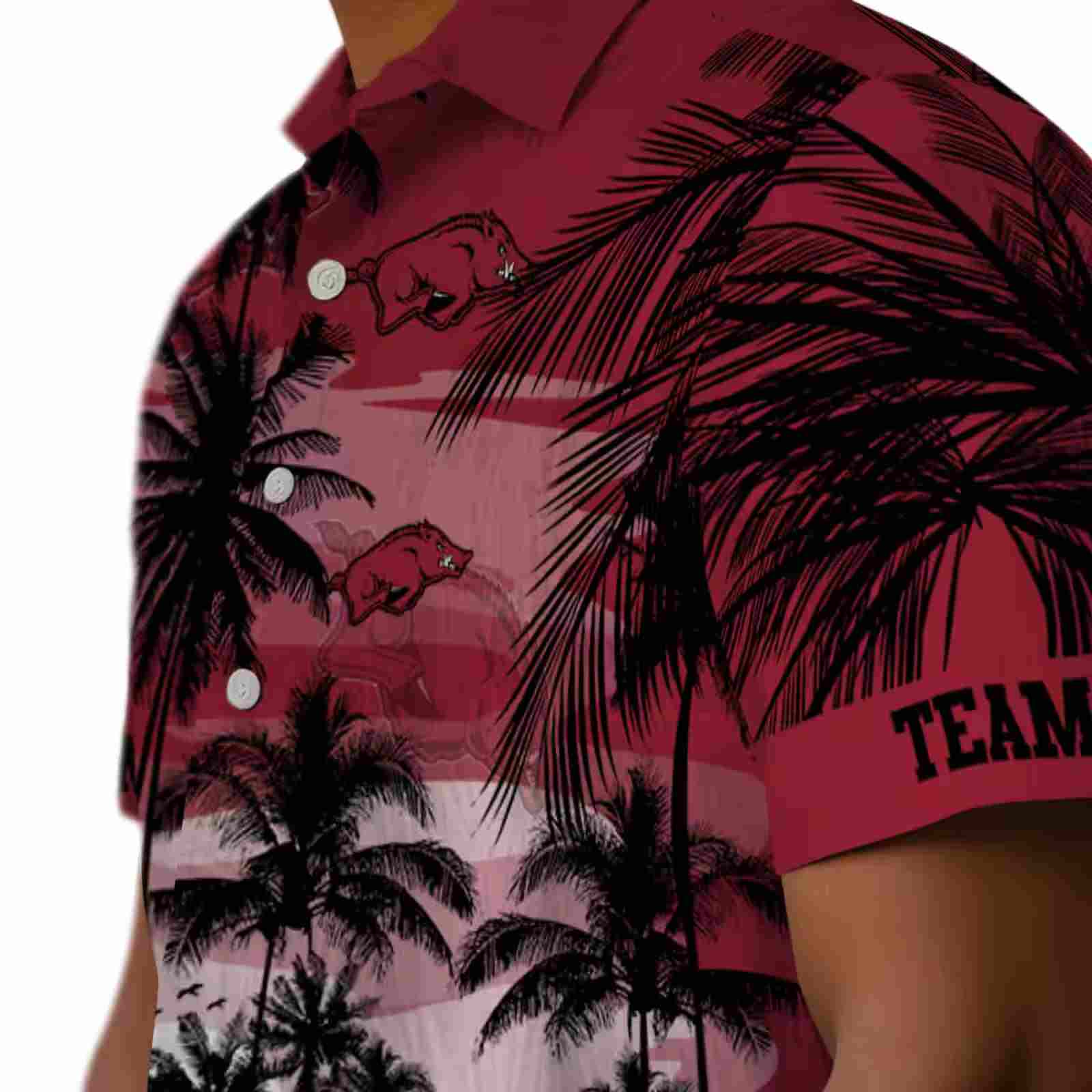 custom arkansas razorbacks sunset scene red black hawaiian shirt trendy