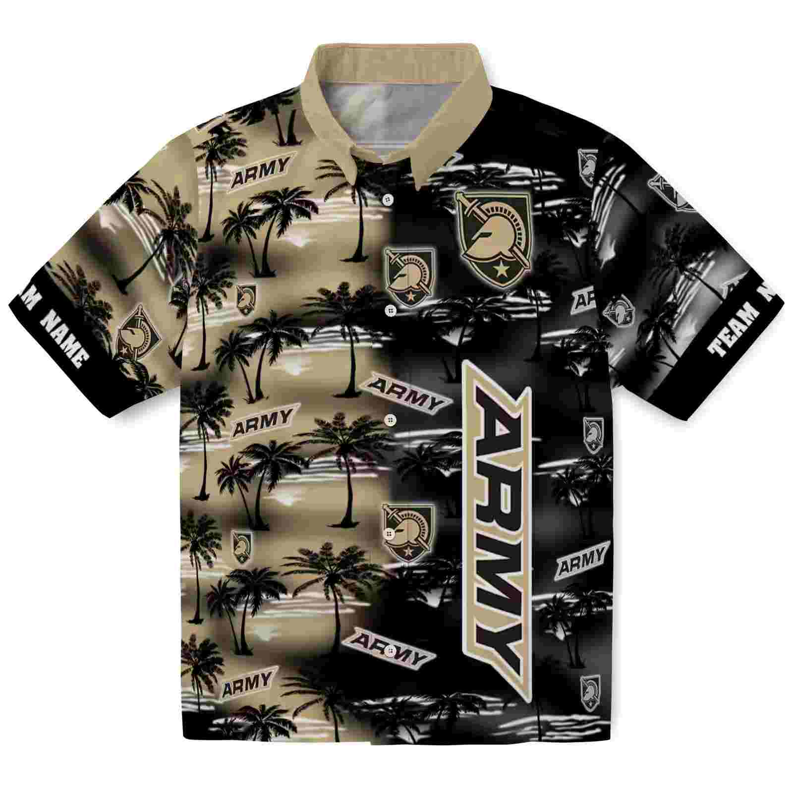 Custom Army Black Knights Palm Silhouettes Gold Hawaiian Shirt