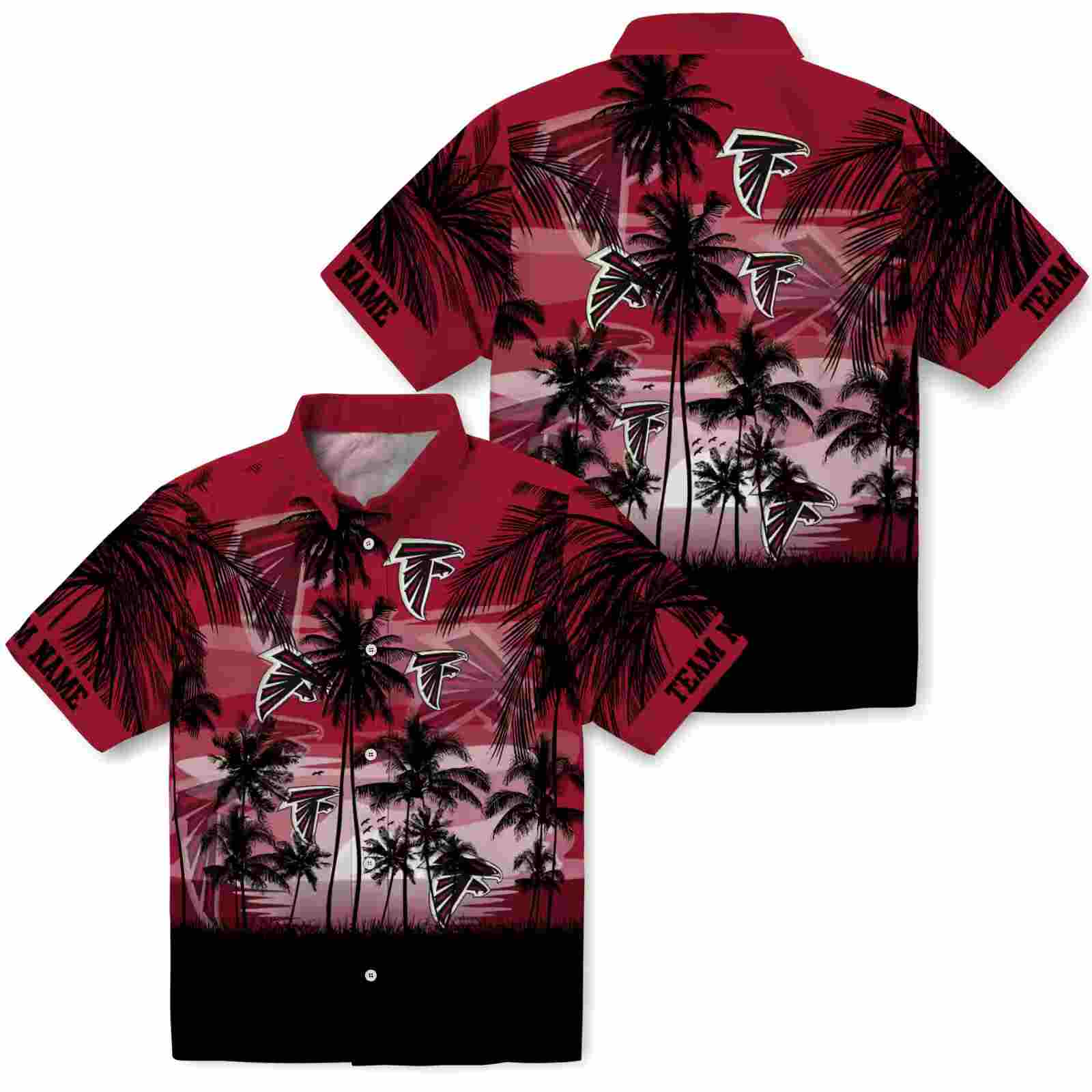 custom atlanta falcons sunset scene red black hawaiian shirt high quality