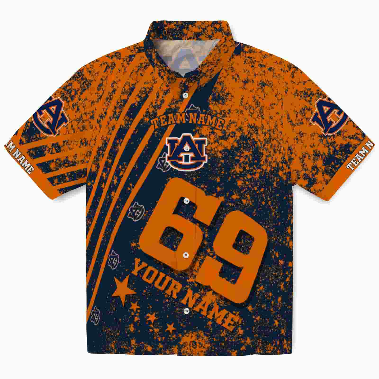 Custom Auburn Tigers Star Stripes Navy Blue Hawaiian Shirt