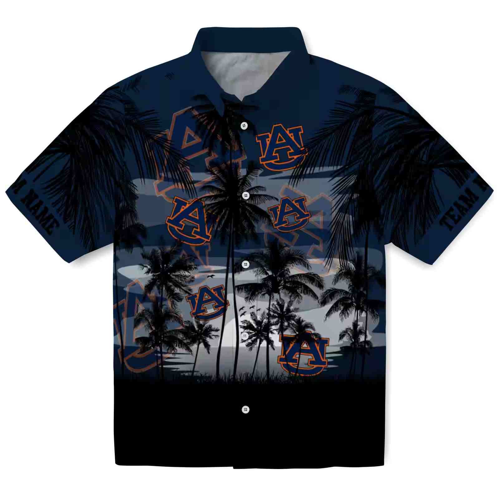 Custom Auburn Tigers Sunset Scene Navy Blue Black Hawaiian Shirt