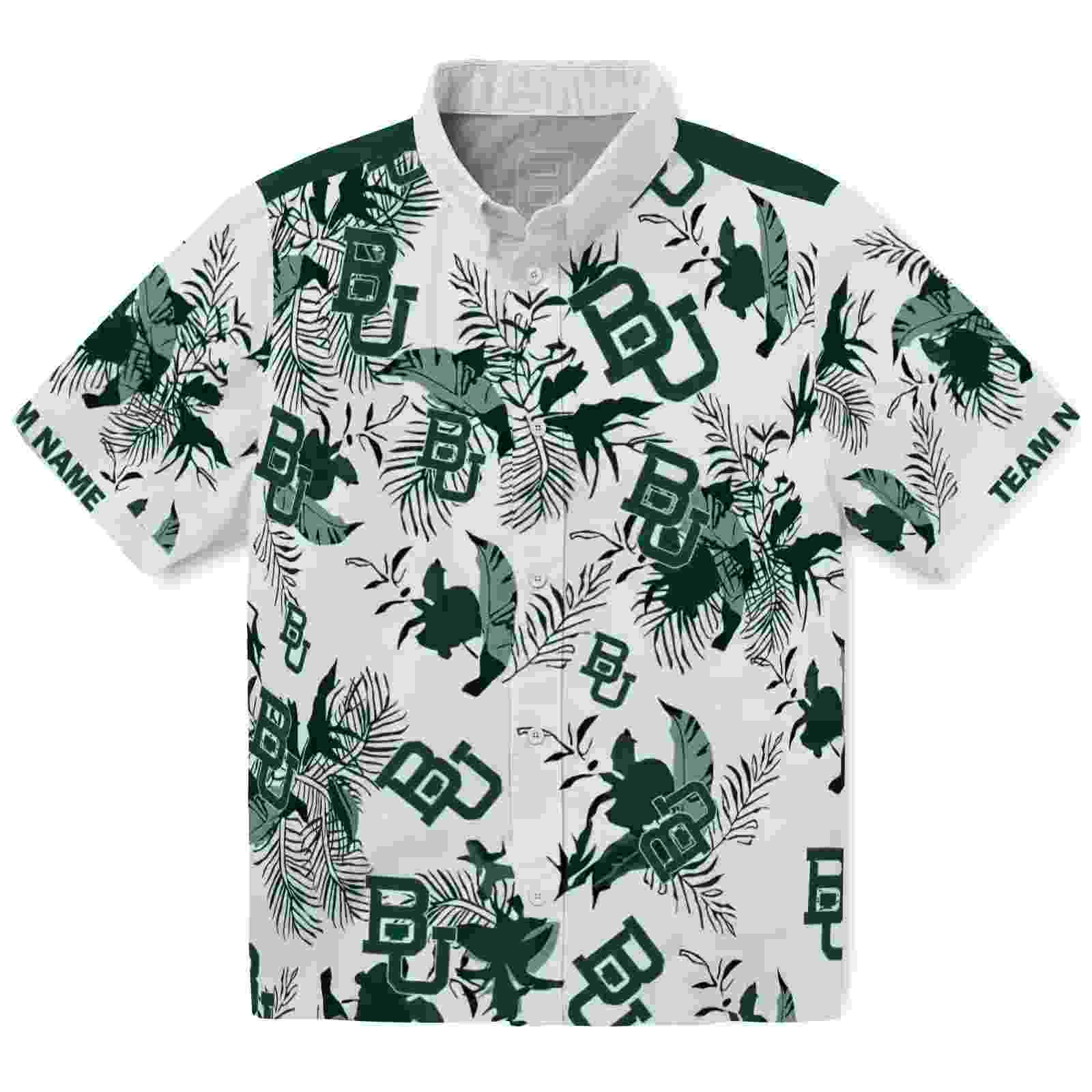 Custom Baylor Bears Botanical Theme Green White Hawaiian Shirt