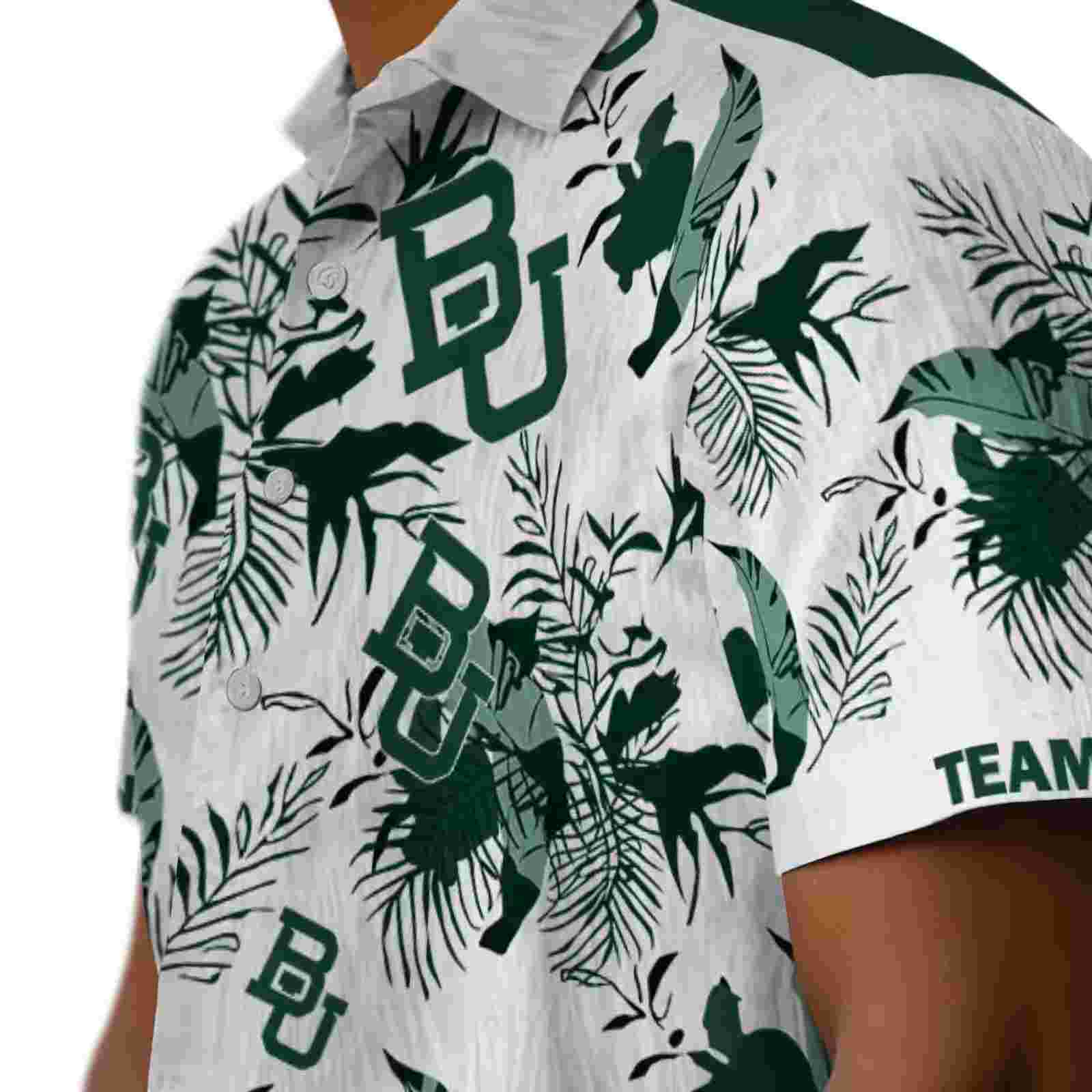 custom baylor bears botanical theme green white hawaiian shirt trendy