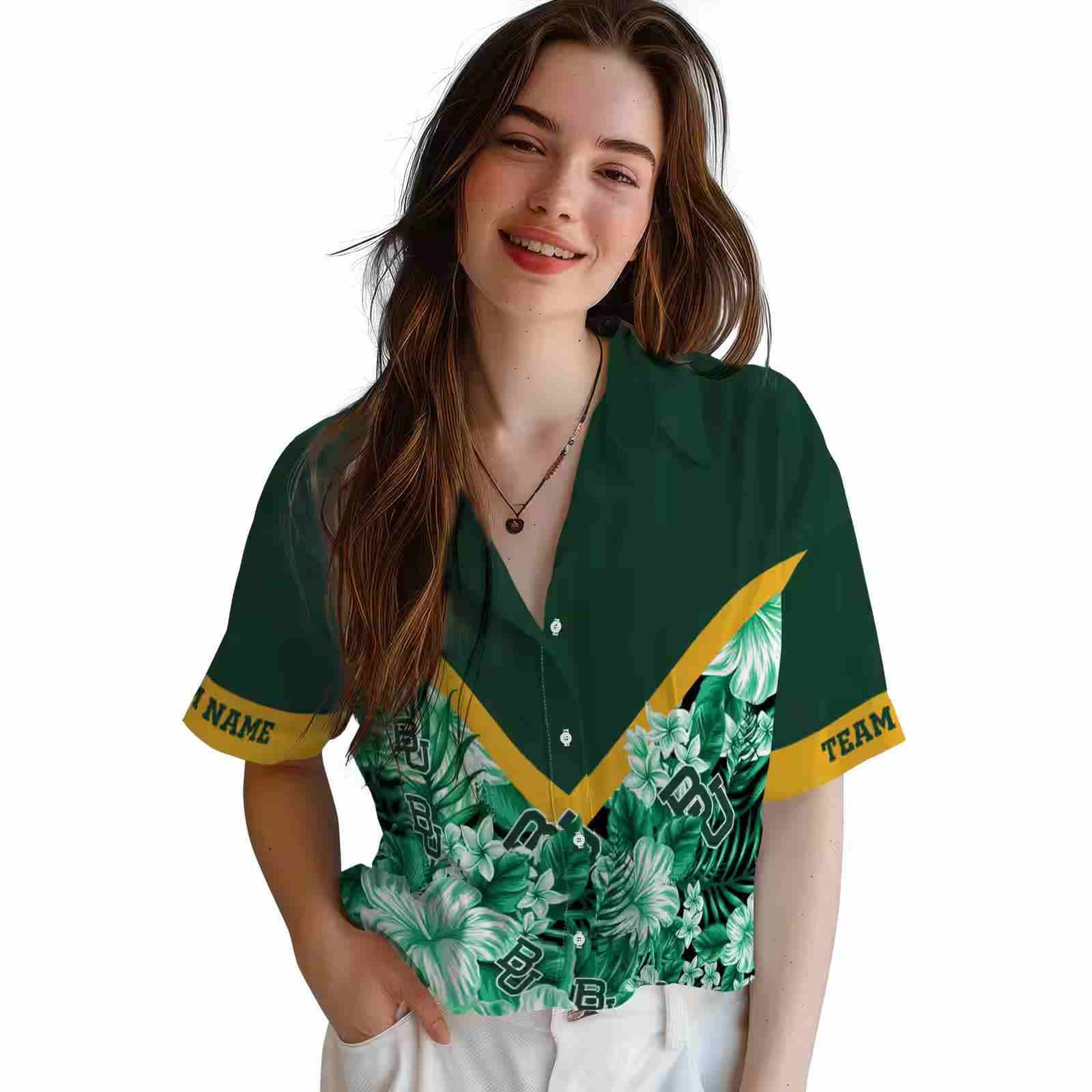 custom baylor bears floral chevron green hawaiian shirt latest model