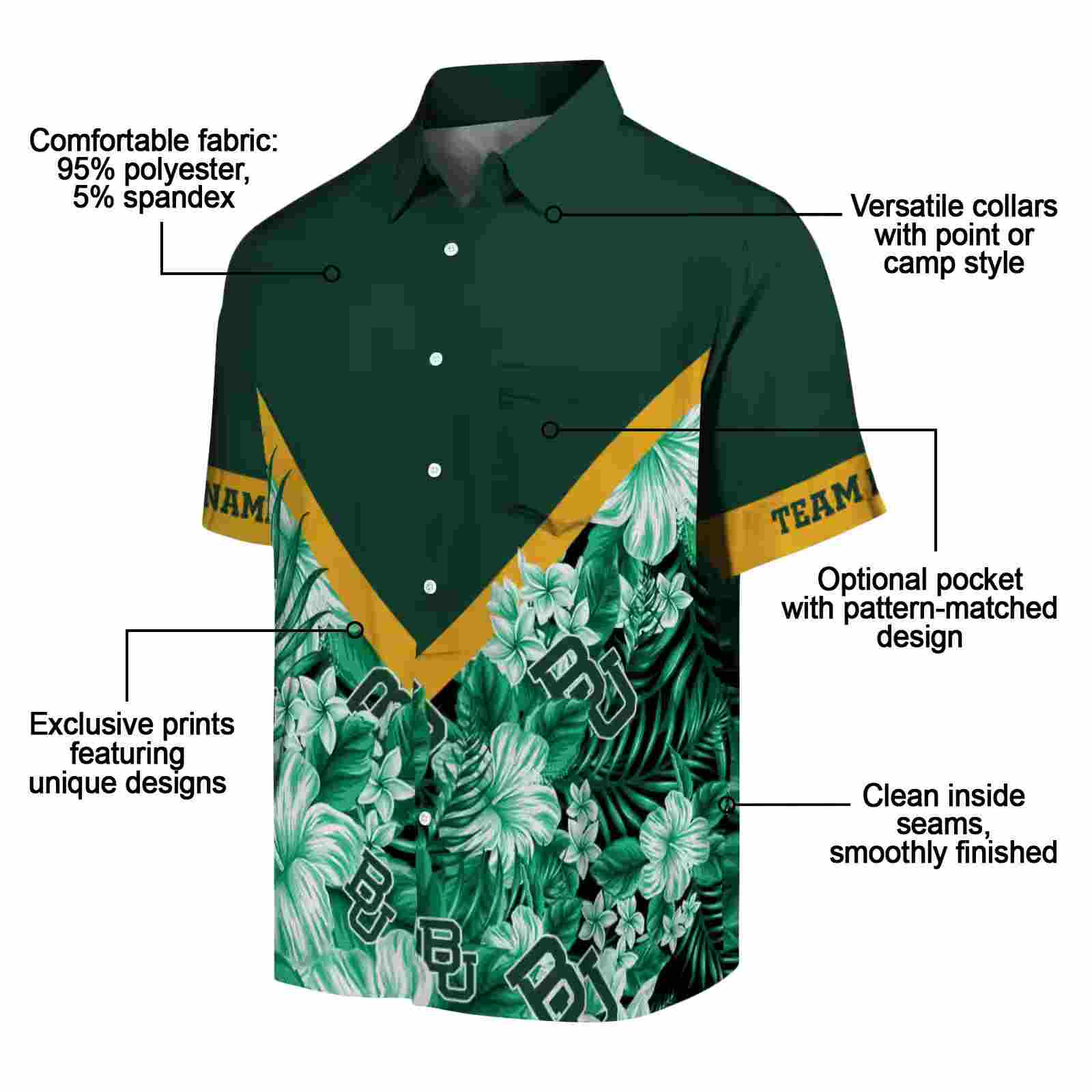 custom baylor bears floral chevron green hawaiian shirt new arrival