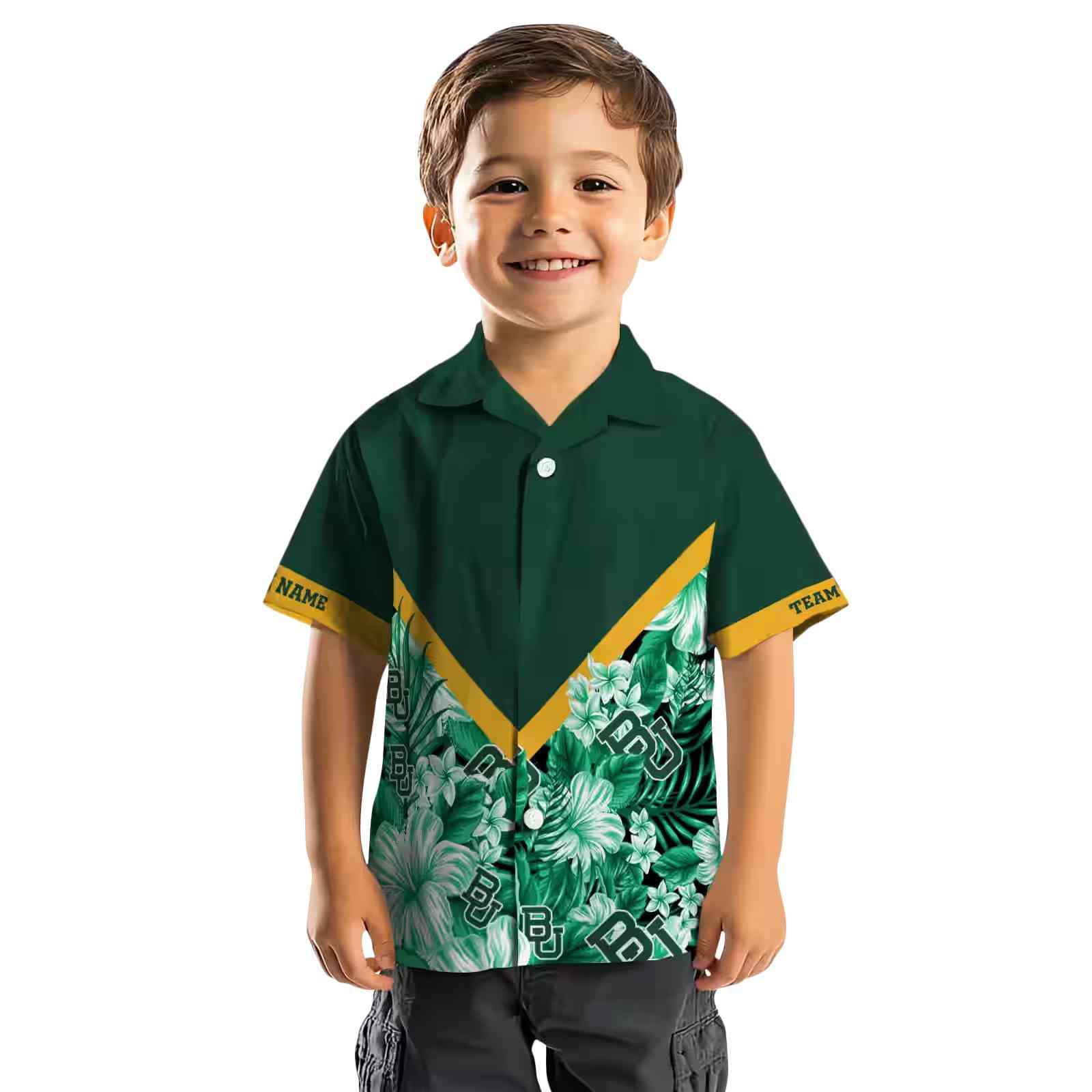 custom baylor bears floral chevron green hawaiian shirt top rated