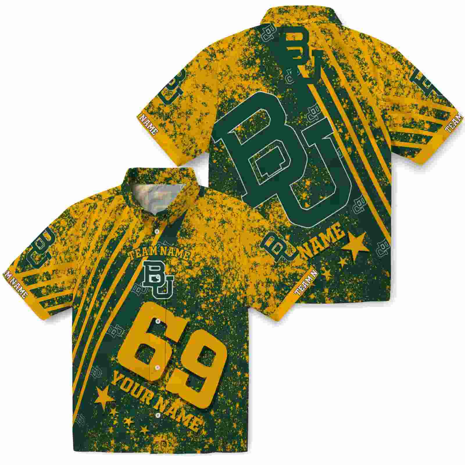 custom baylor bears star stripes green hawaiian shirt high quality