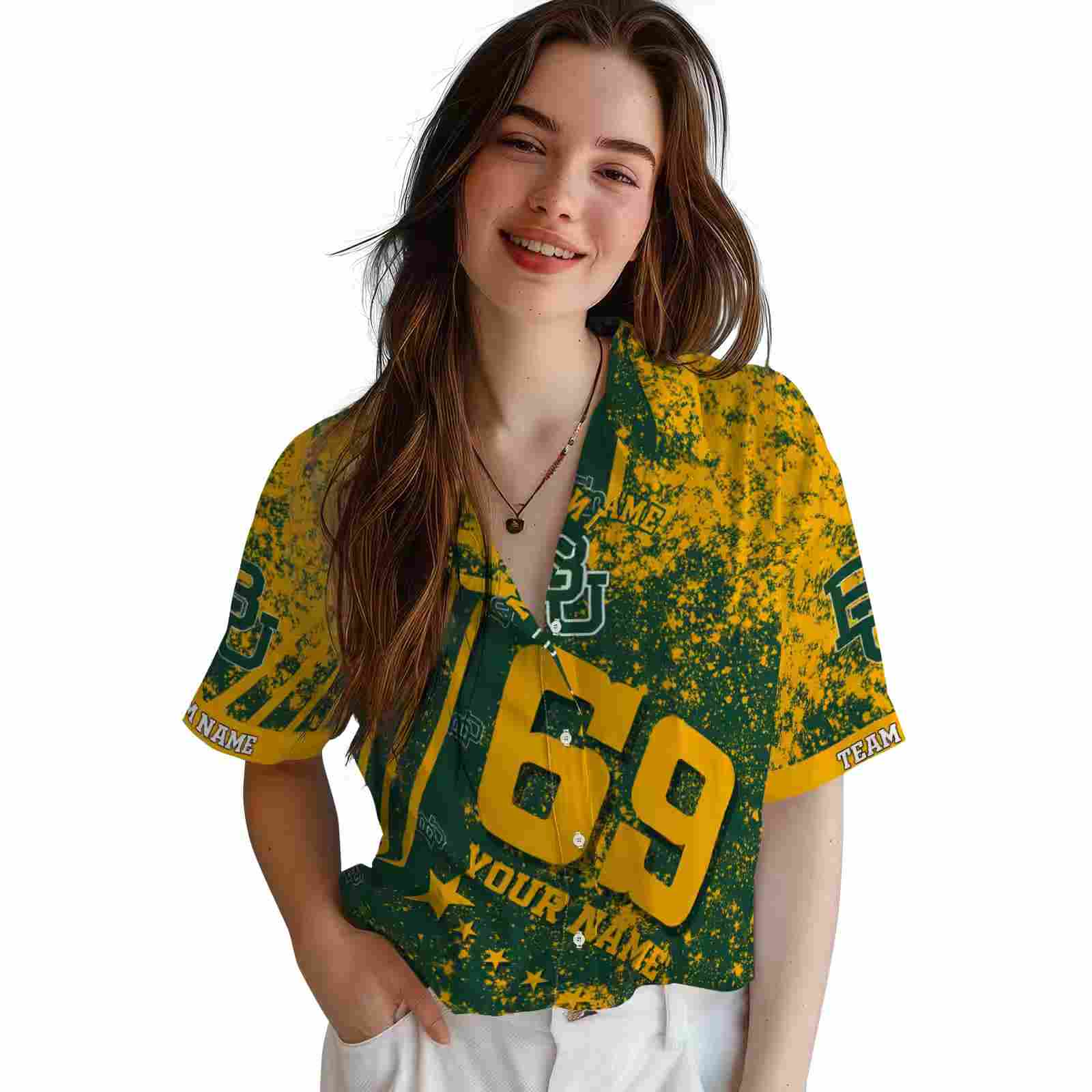 custom baylor bears star stripes green hawaiian shirt latest model