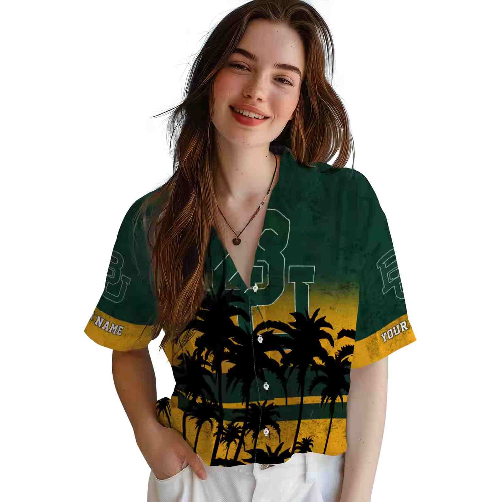 custom baylor bears sunset pattern green black hawaiian shirt latest model