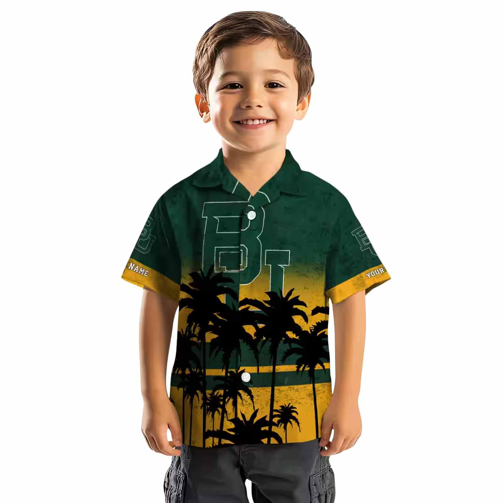 custom baylor bears sunset pattern green black hawaiian shirt top rated