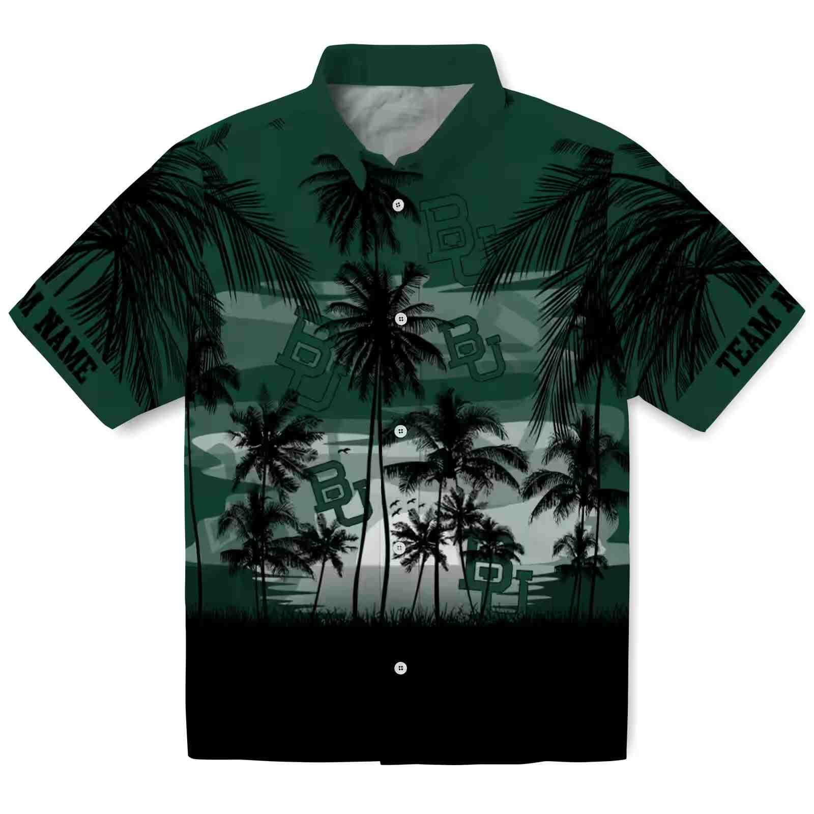 Custom Baylor Bears Sunset Scene Green Black Hawaiian Shirt