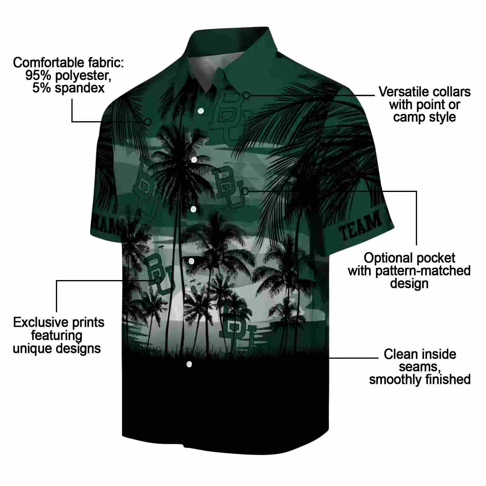 custom baylor bears sunset scene green black hawaiian shirt new arrival