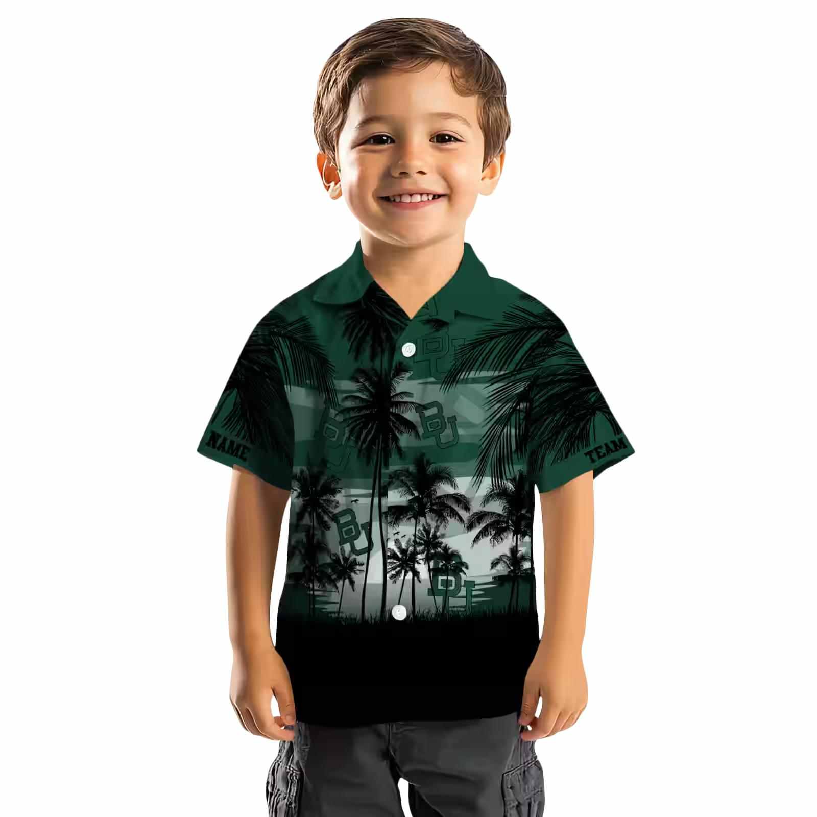 custom baylor bears sunset scene green black hawaiian shirt top rated