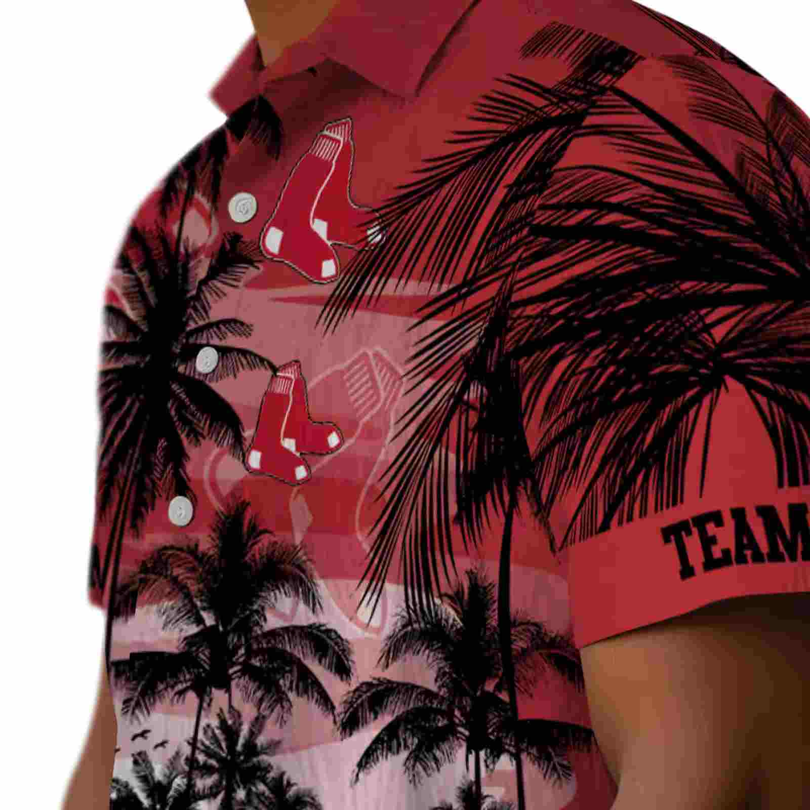 custom boston red sox sunset scene red black hawaiian shirt trendy