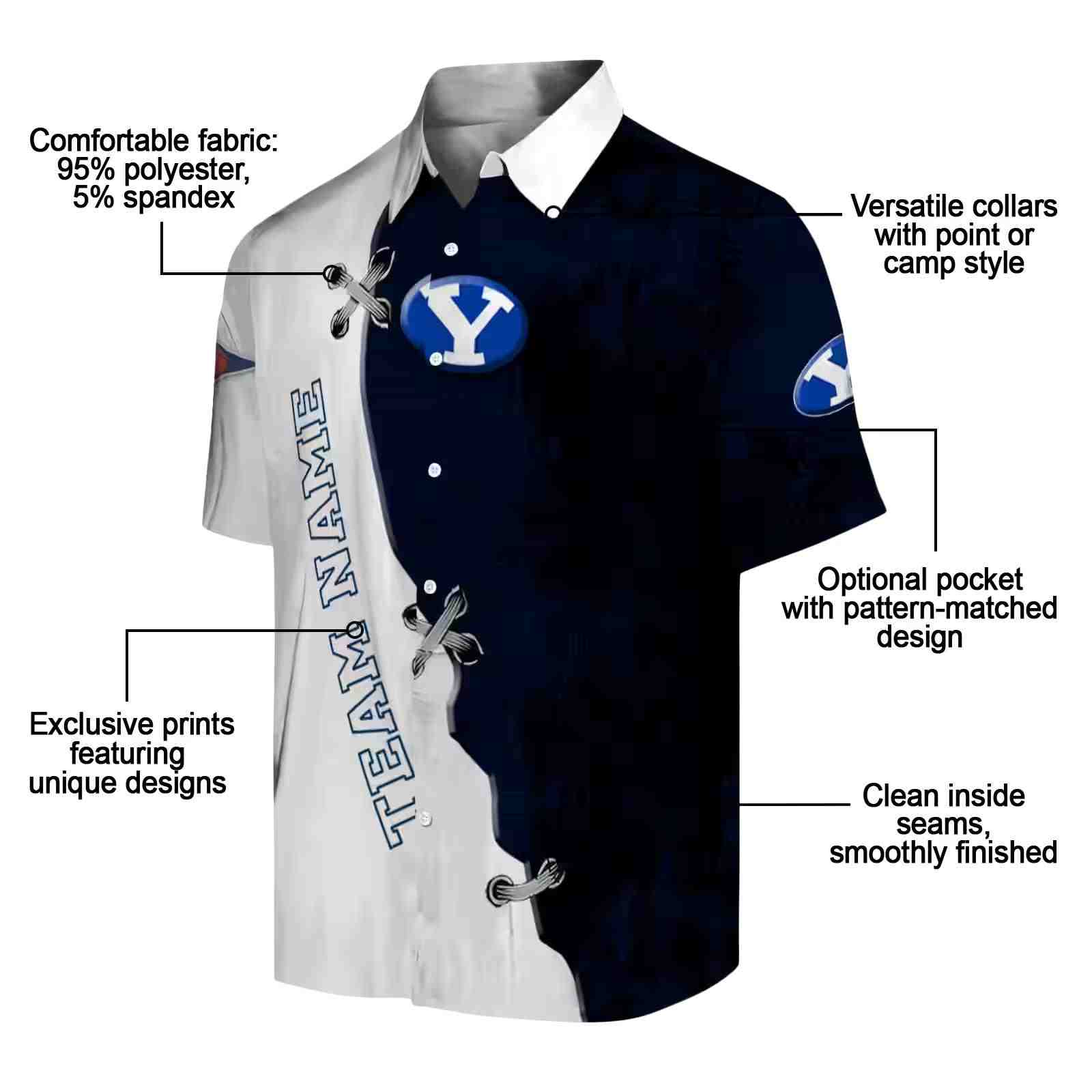 custom byu cougars edgy streaks blue white hawaiian shirt new arrival