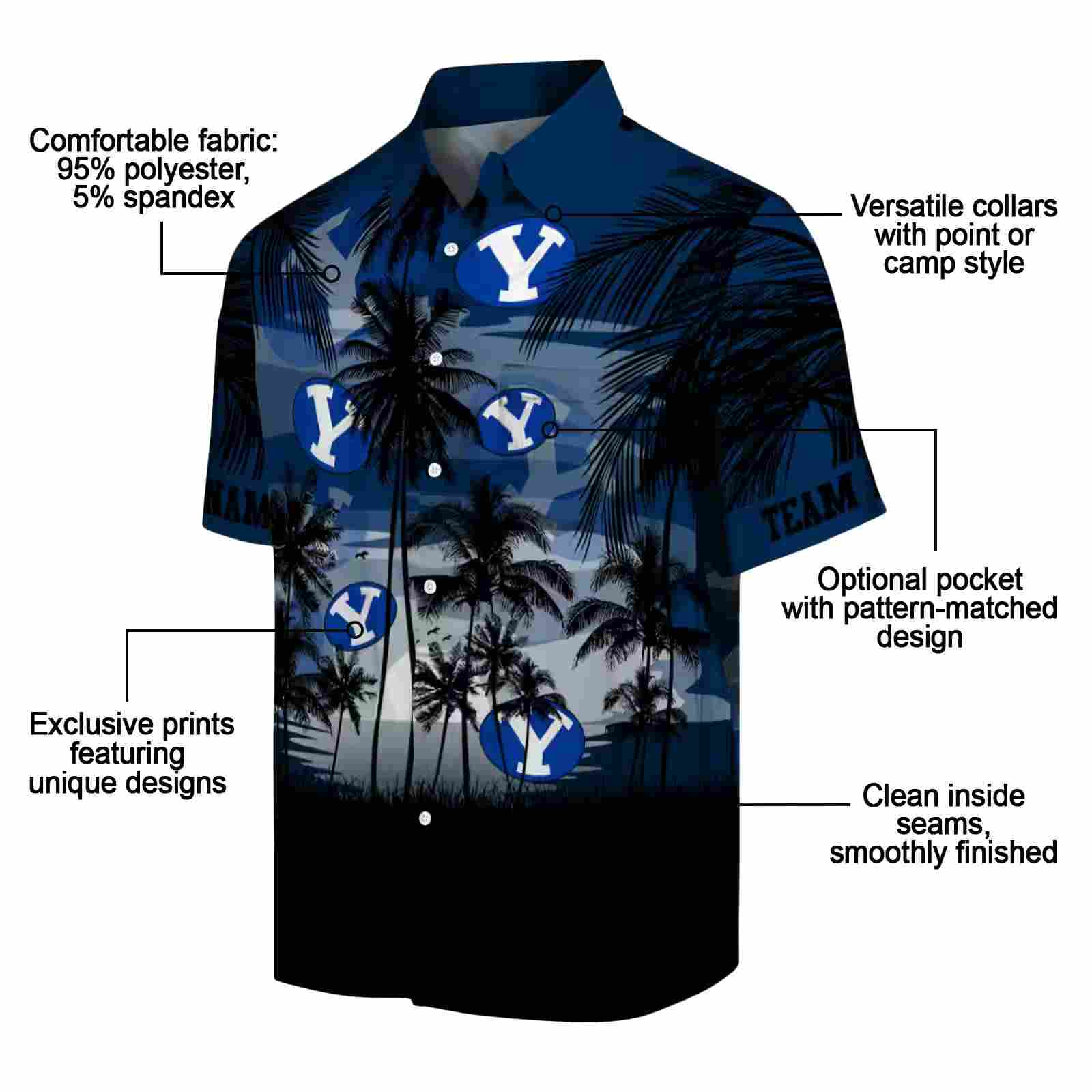 custom byu cougars sunset scene blue black hawaiian shirt new arrival