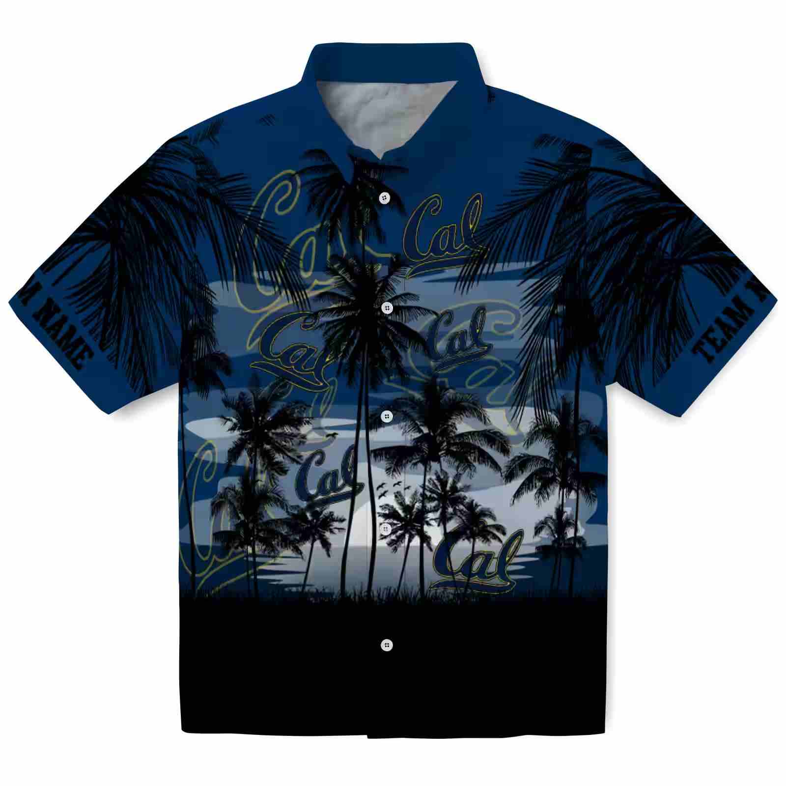 Custom California Golden Bears Sunset Scene Blue Black Hawaiian Shirt