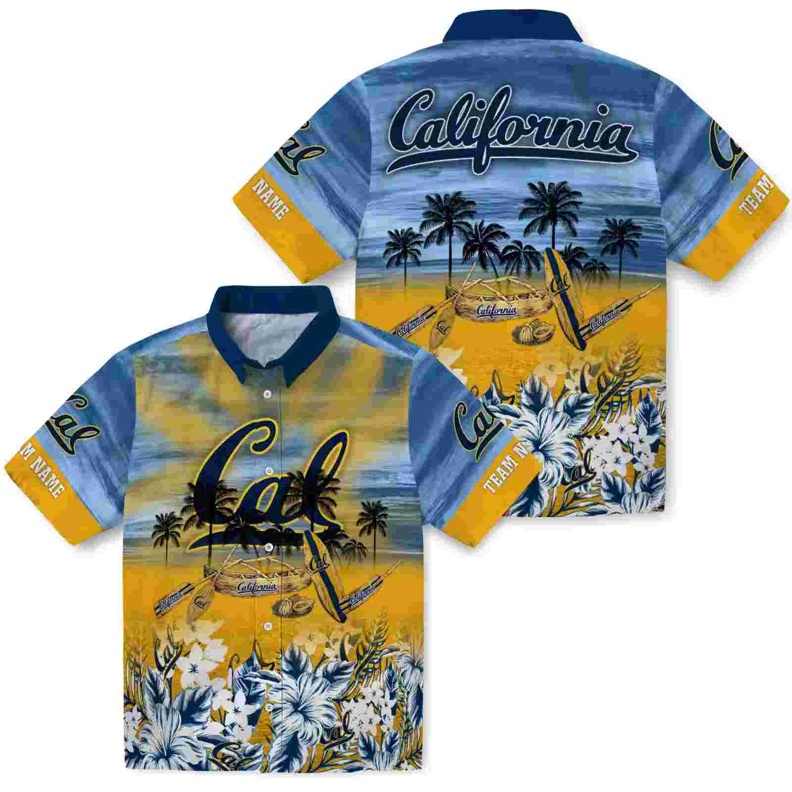 custom california golden bears tropical canoe blue hawaiian shirt high quality