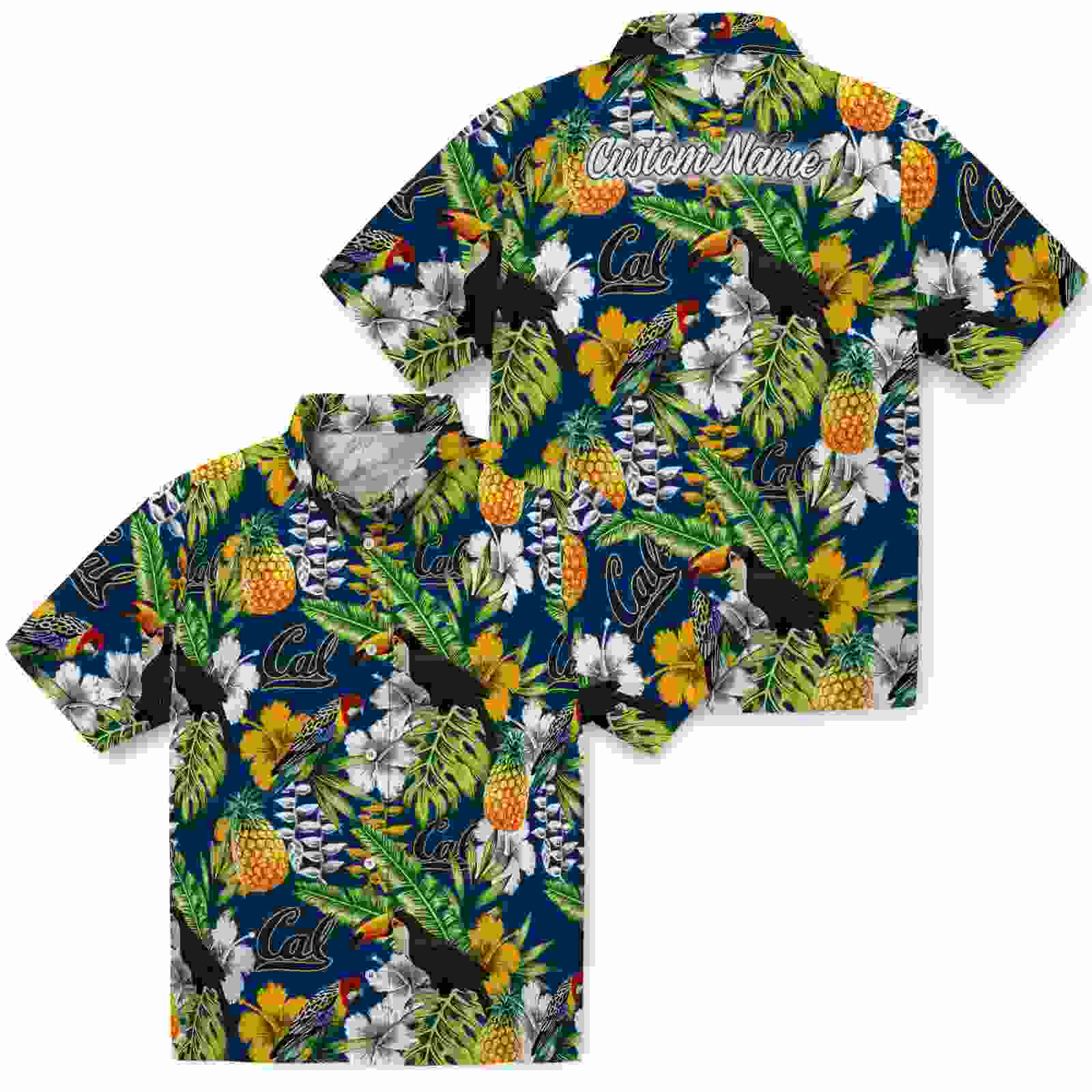 custom california golden bears tropical toucan blue green hawaiian shirt high quality