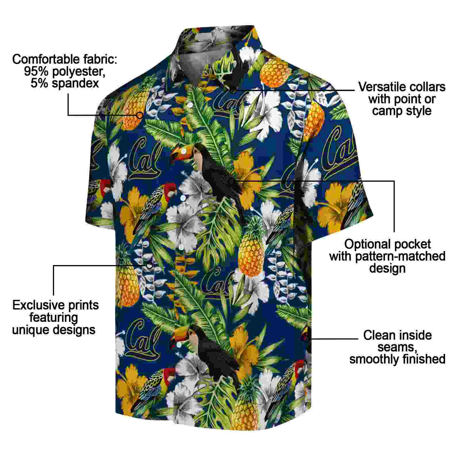 custom california golden bears tropical toucan blue green hawaiian shirt new arrival