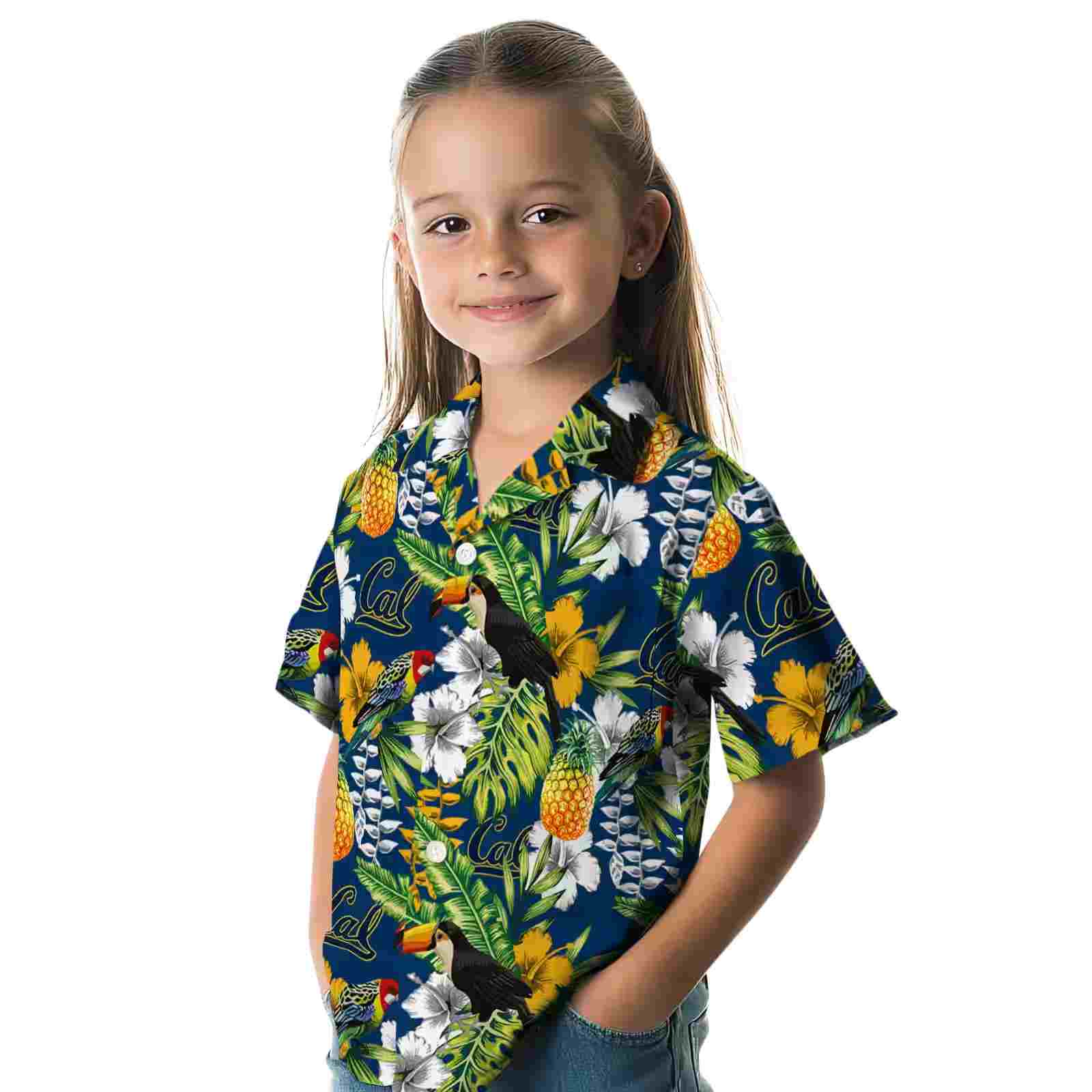 custom california golden bears tropical toucan blue green hawaiian shirt premium grade