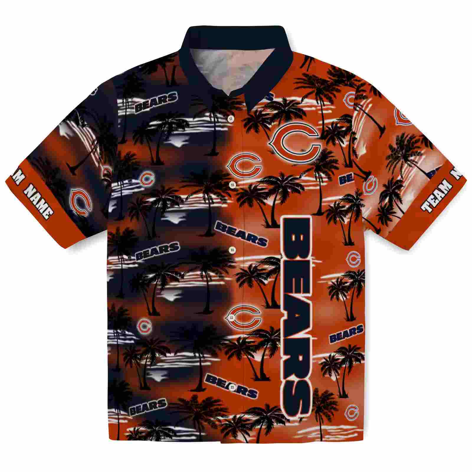 Custom Chicago Bears Palm Silhouettes Blue Hawaiian Shirt