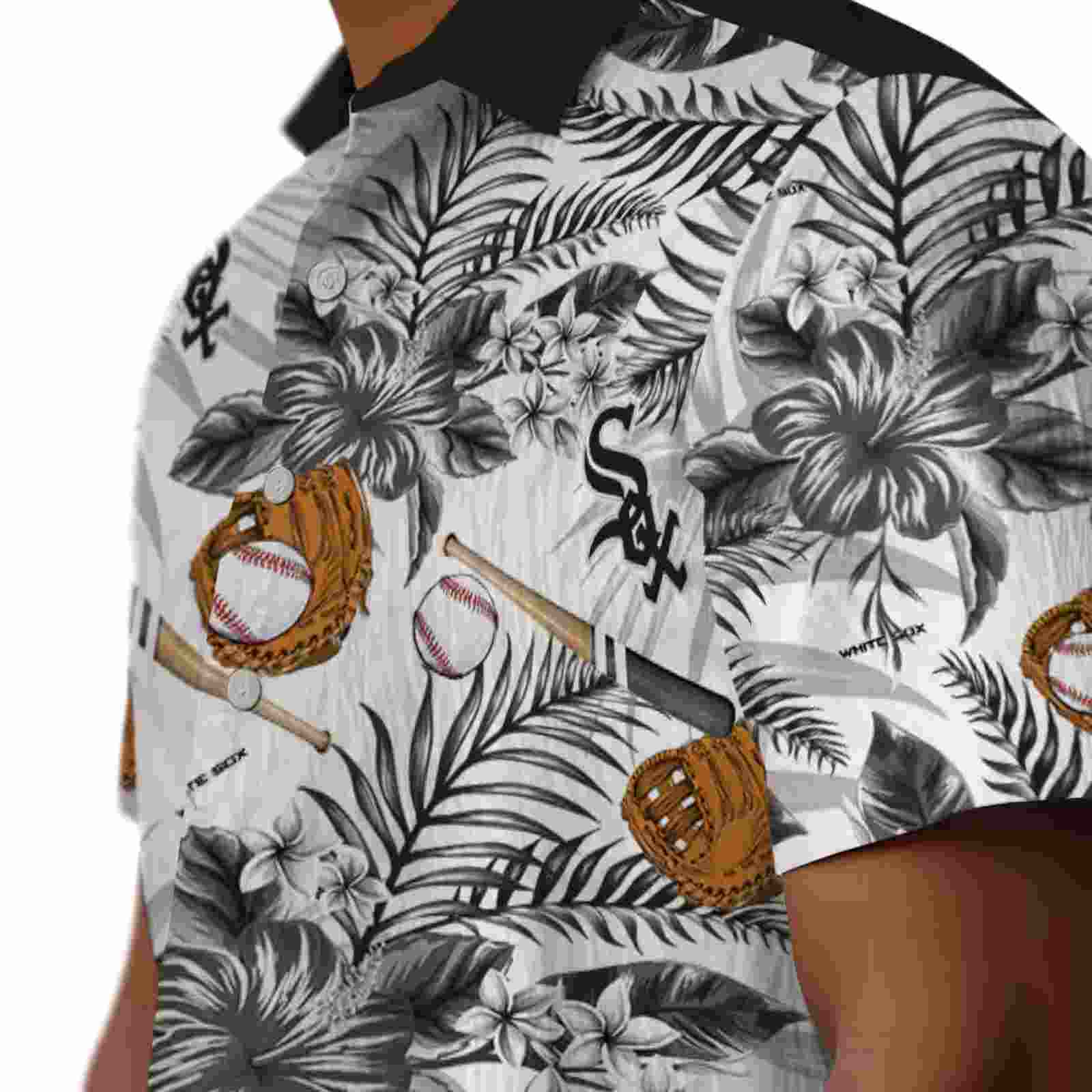 custom chicago white sox floral baseball black white hawaiian shirt trendy