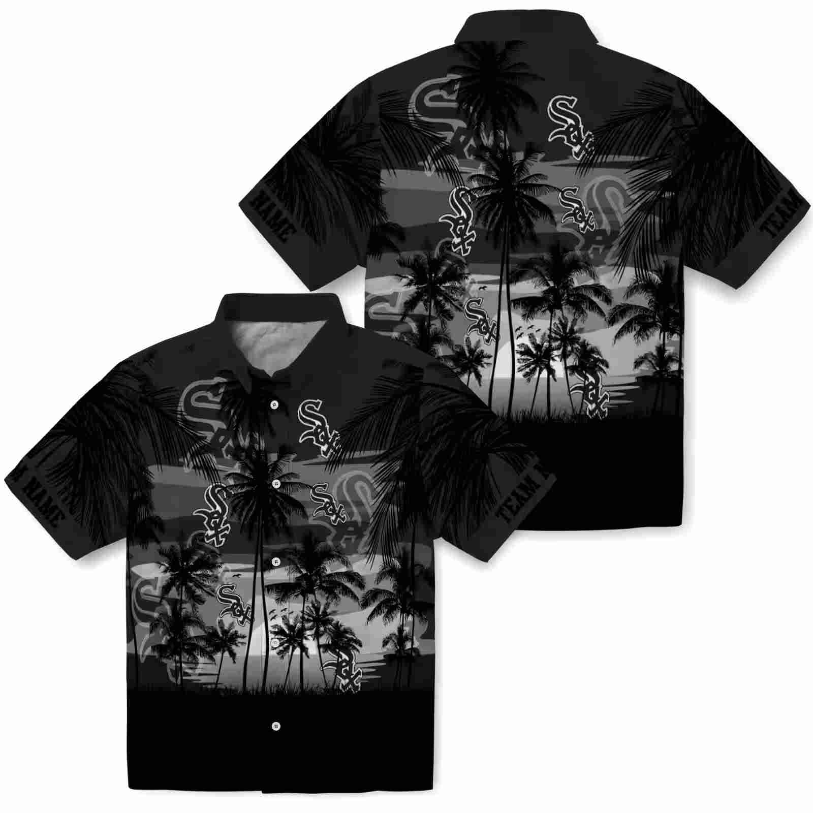 custom chicago white sox sunset scene black hawaiian shirt high quality