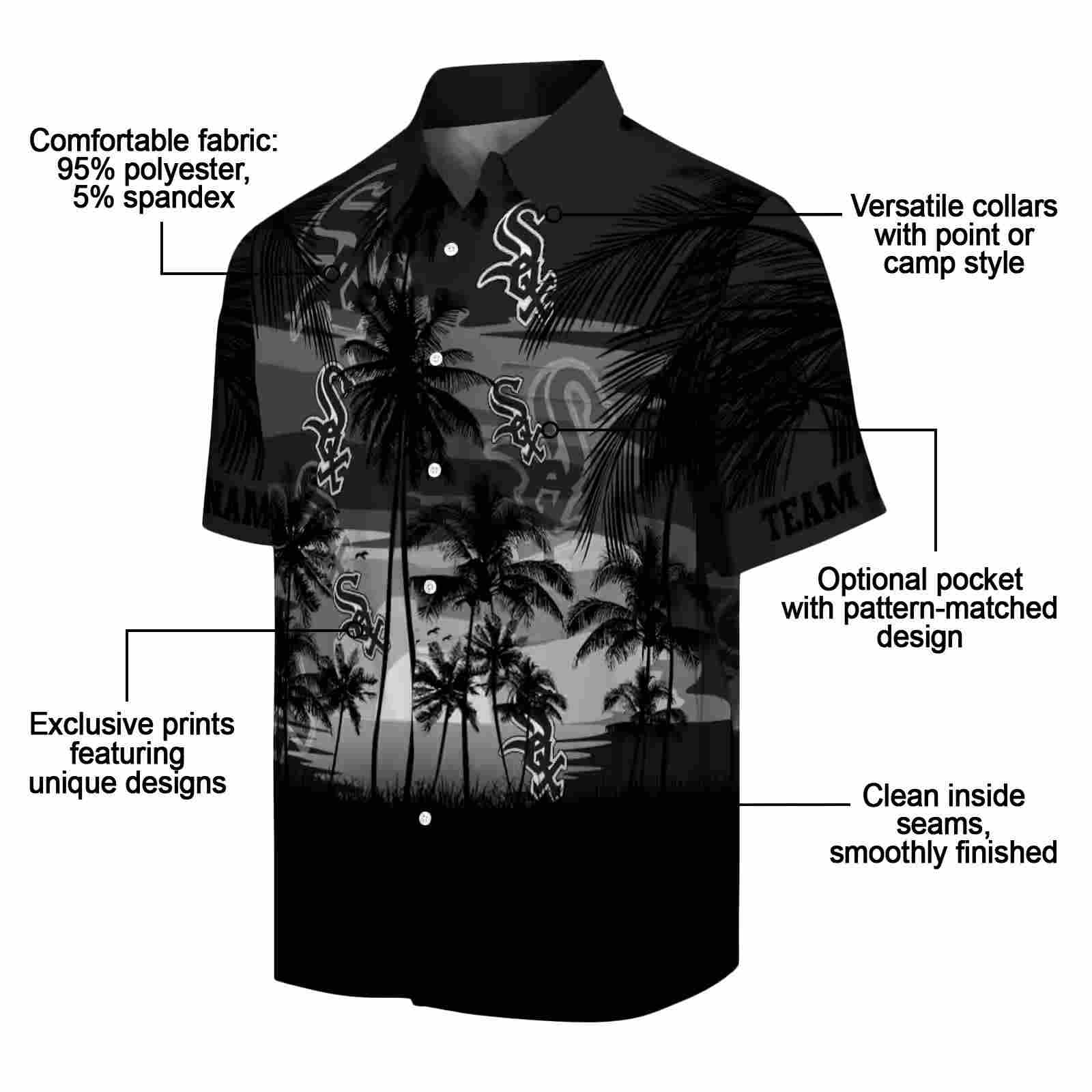 custom chicago white sox sunset scene black hawaiian shirt new arrival