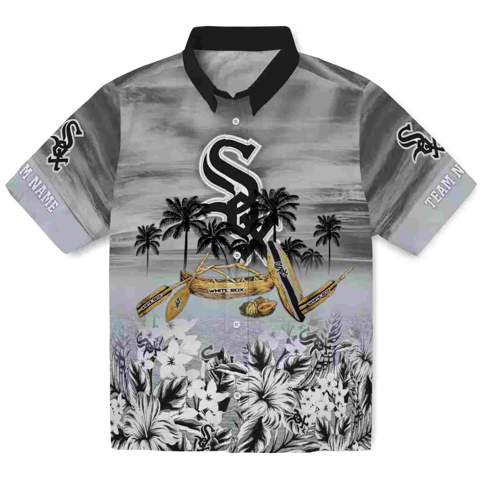 Custom Chicago White Sox Tropical Canoe Black Hawaiian Shirt