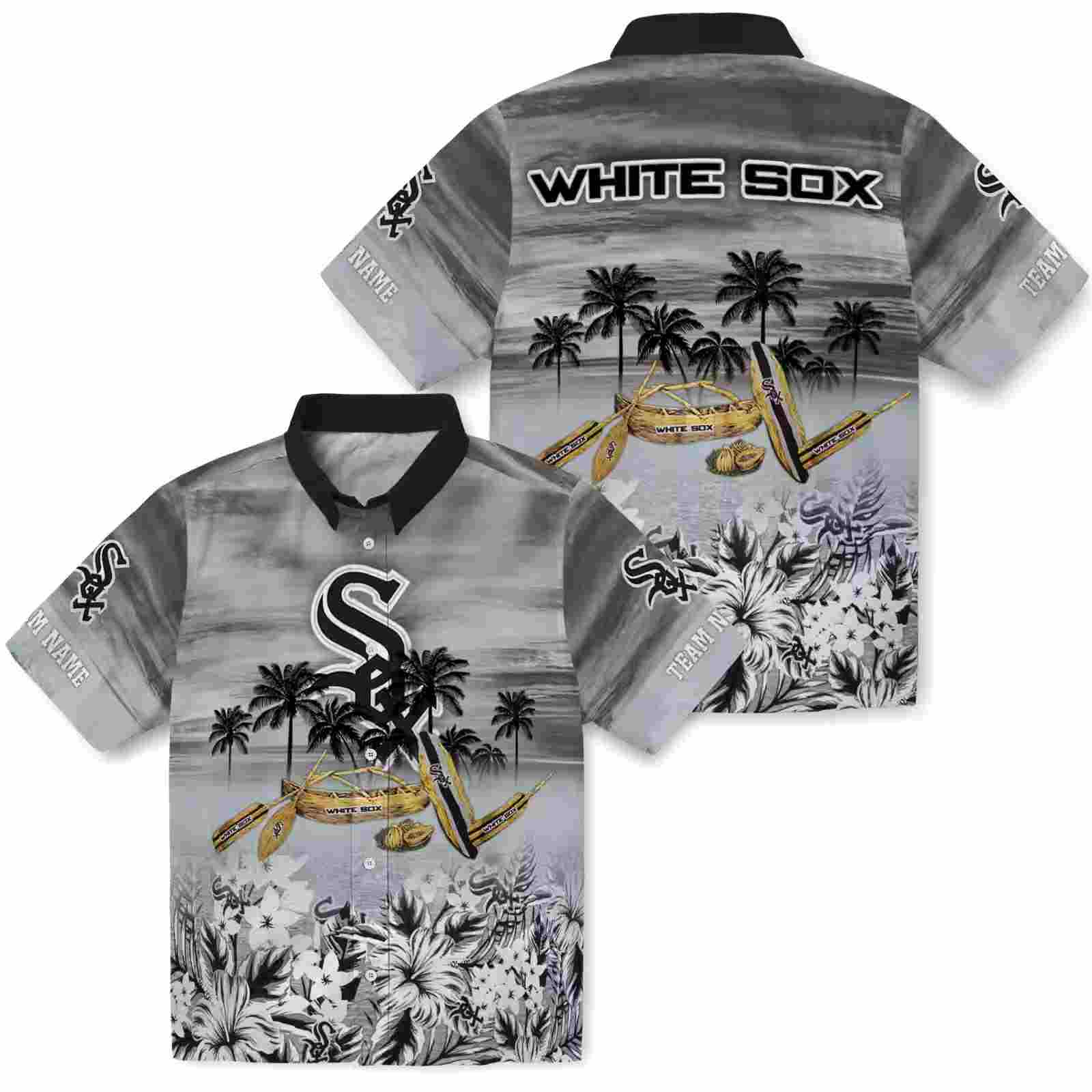 custom chicago white sox tropical canoe black hawaiian shirt high quality