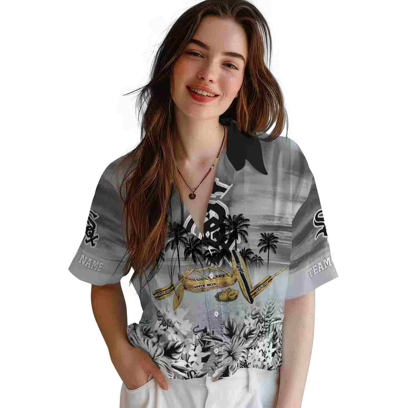 custom chicago white sox tropical canoe black hawaiian shirt latest model