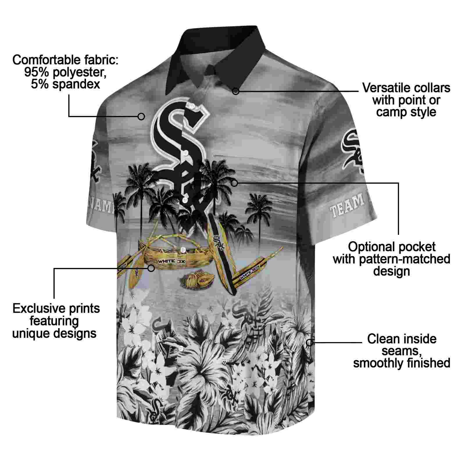 custom chicago white sox tropical canoe black hawaiian shirt new arrival