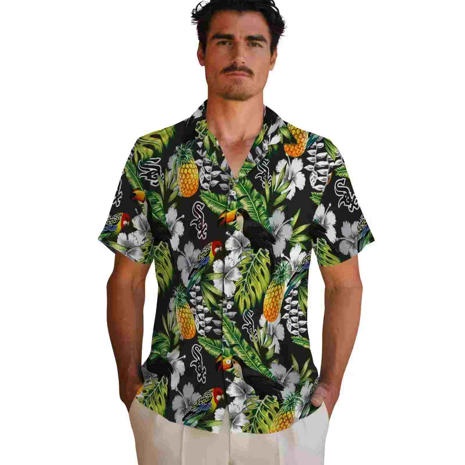 custom chicago white sox tropical toucan black green hawaiian shirt fashion forward