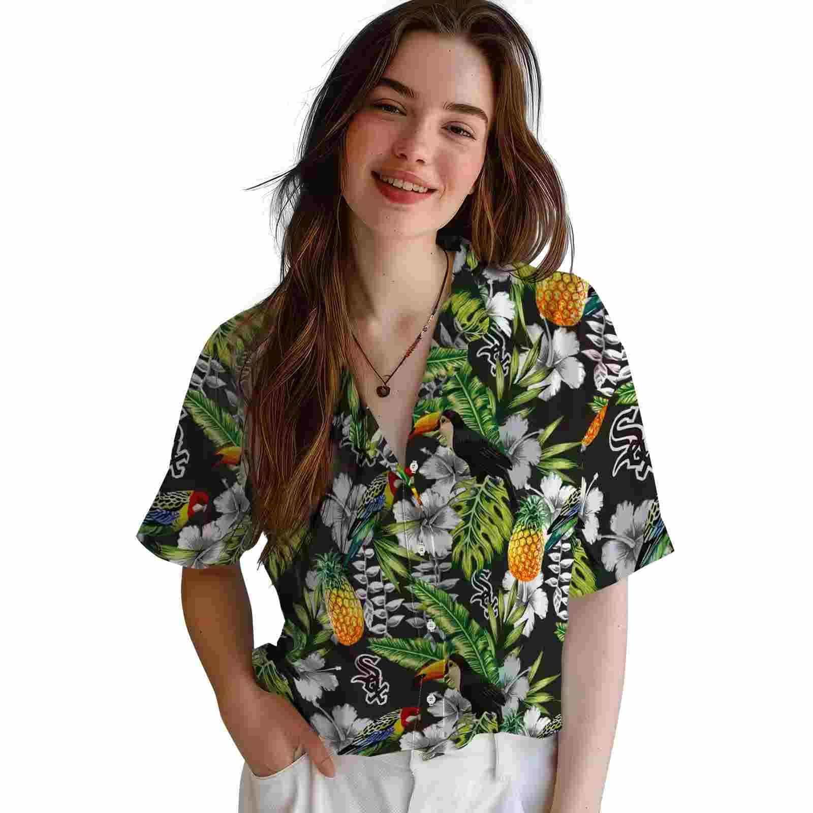 custom chicago white sox tropical toucan black green hawaiian shirt latest model