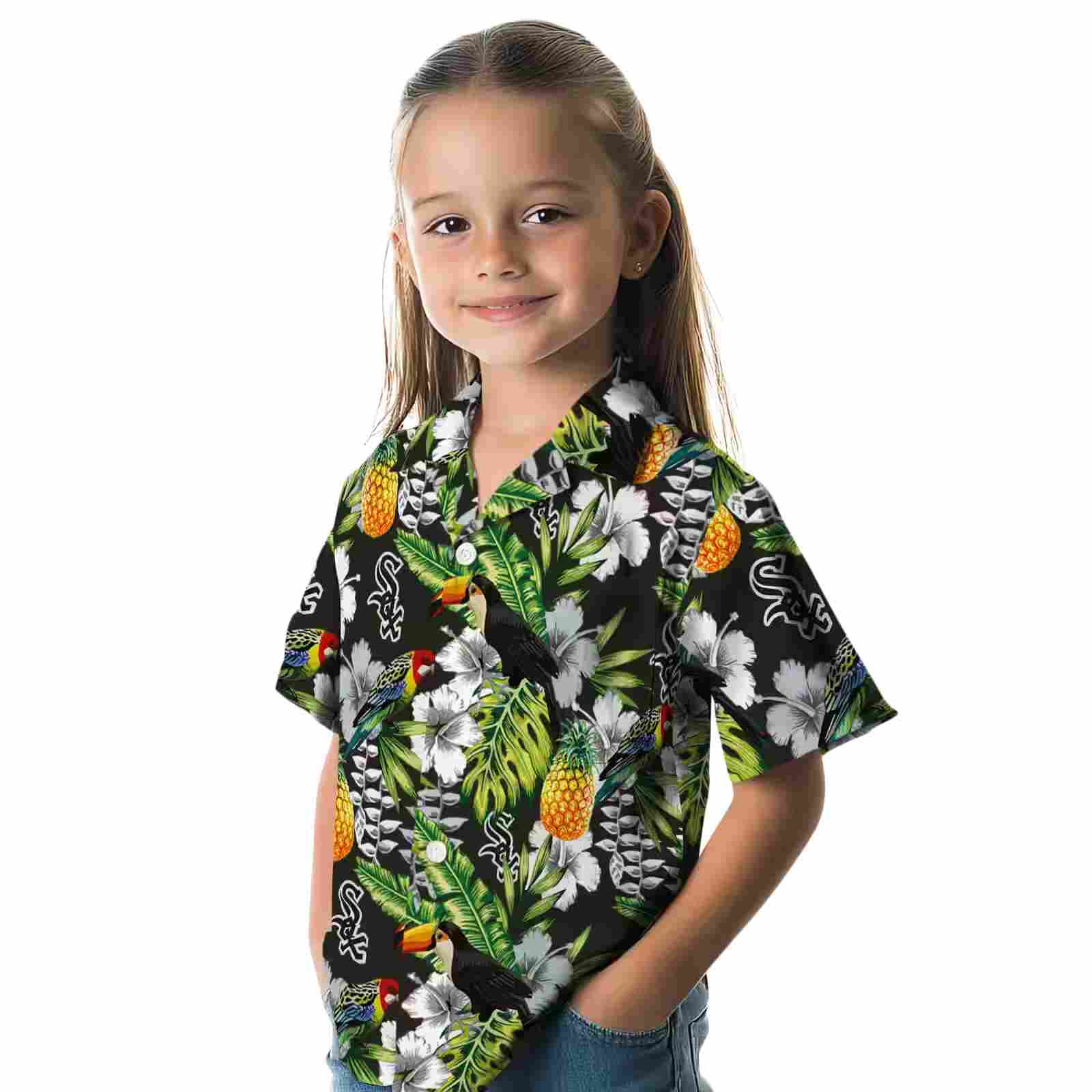 custom chicago white sox tropical toucan black green hawaiian shirt premium grade