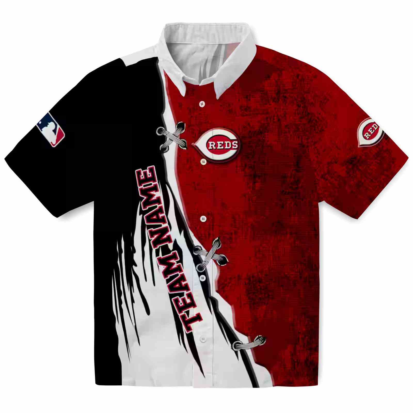 Custom Cincinnati Reds Edgy Streaks Red White Hawaiian Shirt