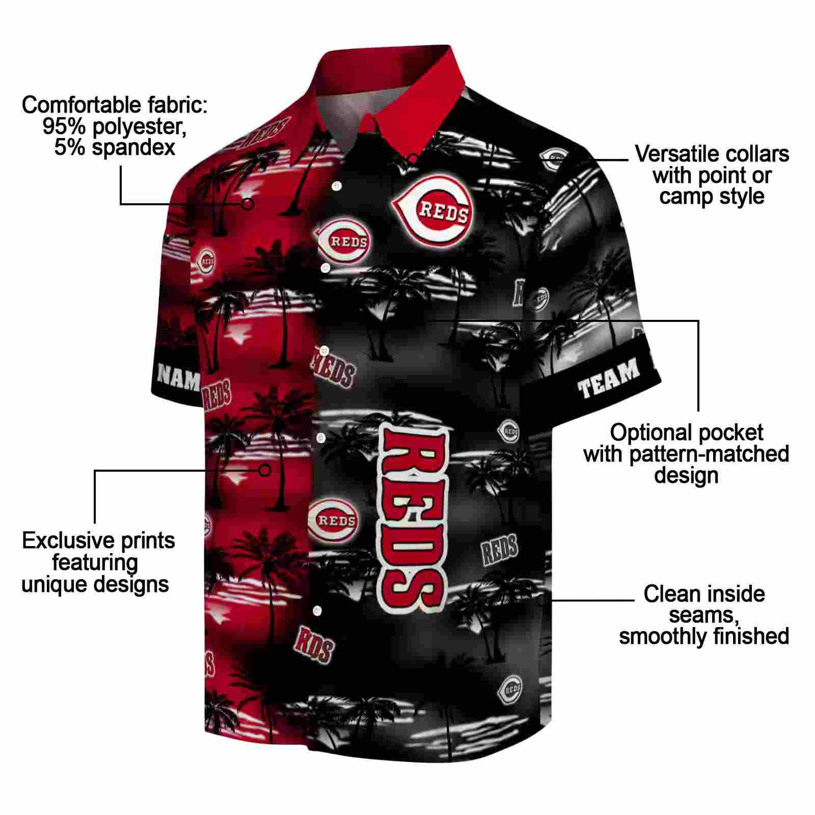 custom cincinnati reds palm silhouettes red hawaiian shirt new arrival