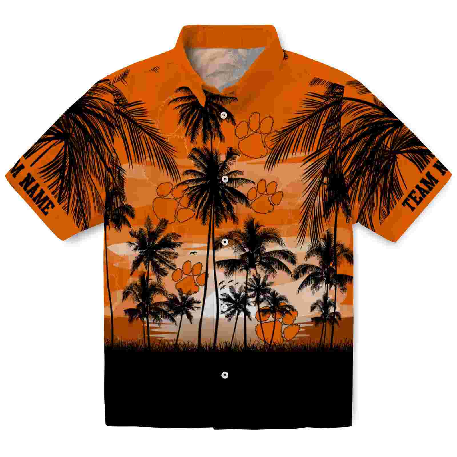 Custom Clemson Tigers Sunset Scene Orange Black Hawaiian Shirt