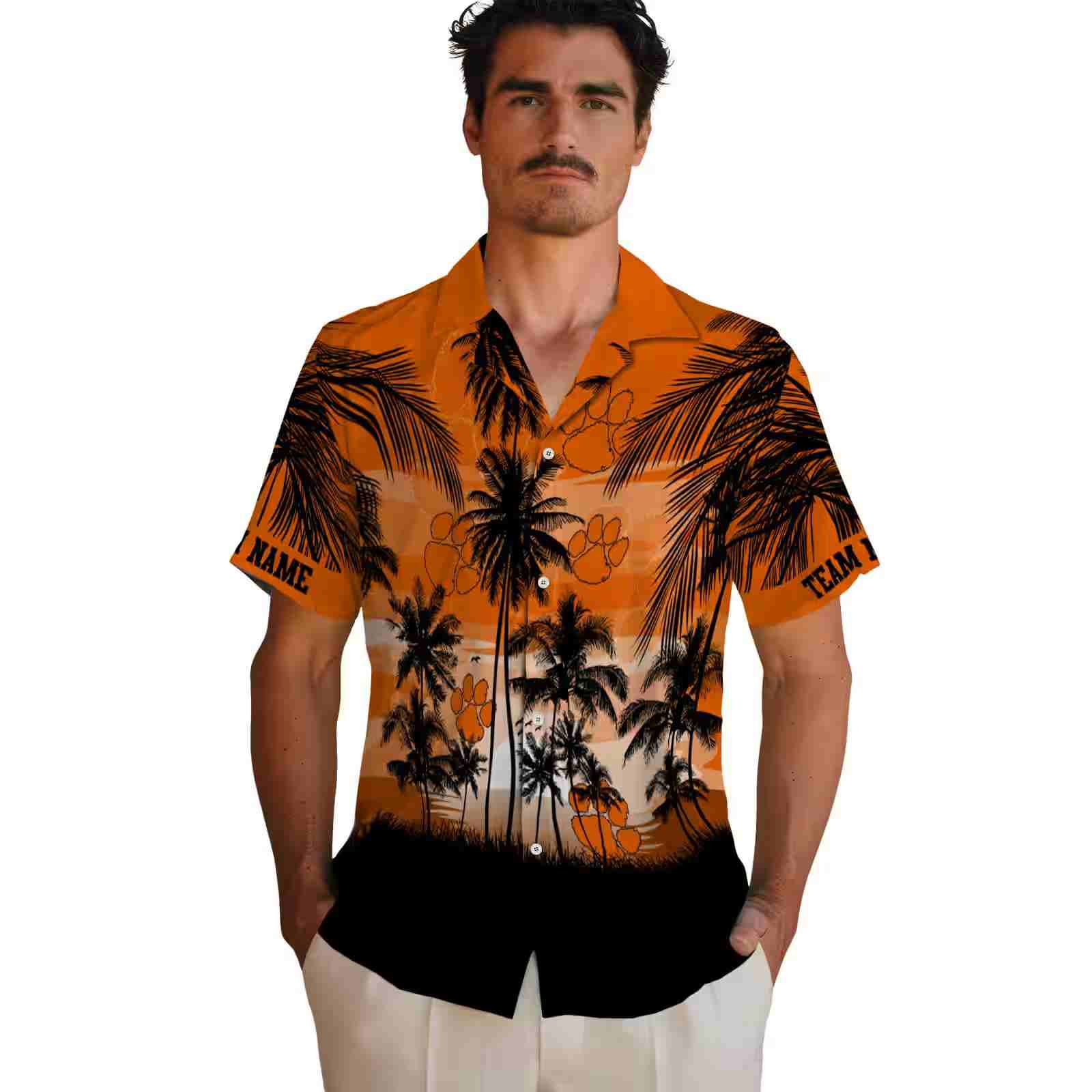 custom clemson tigers sunset scene orange black hawaiian shirt fashion forward