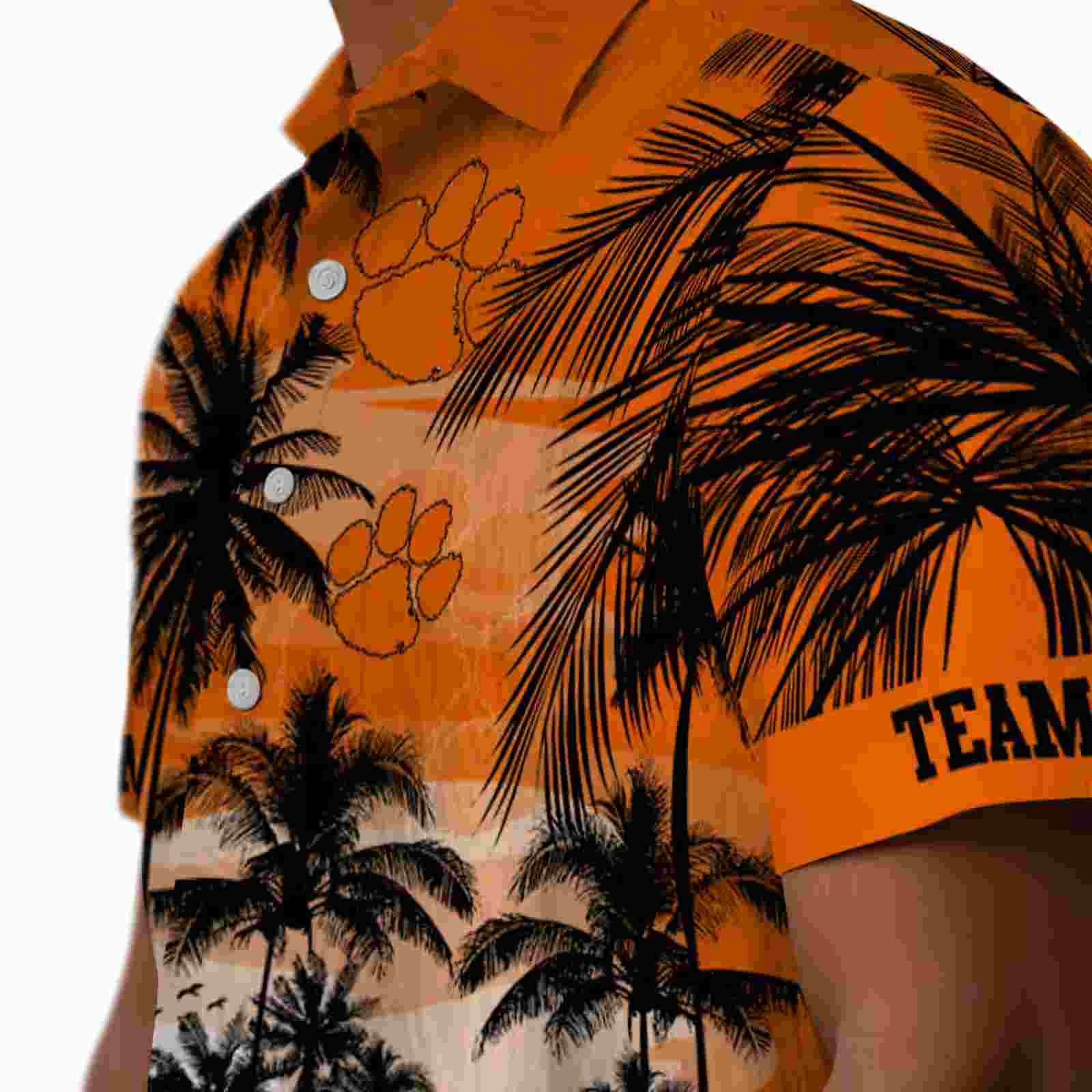 custom clemson tigers sunset scene orange black hawaiian shirt trendy