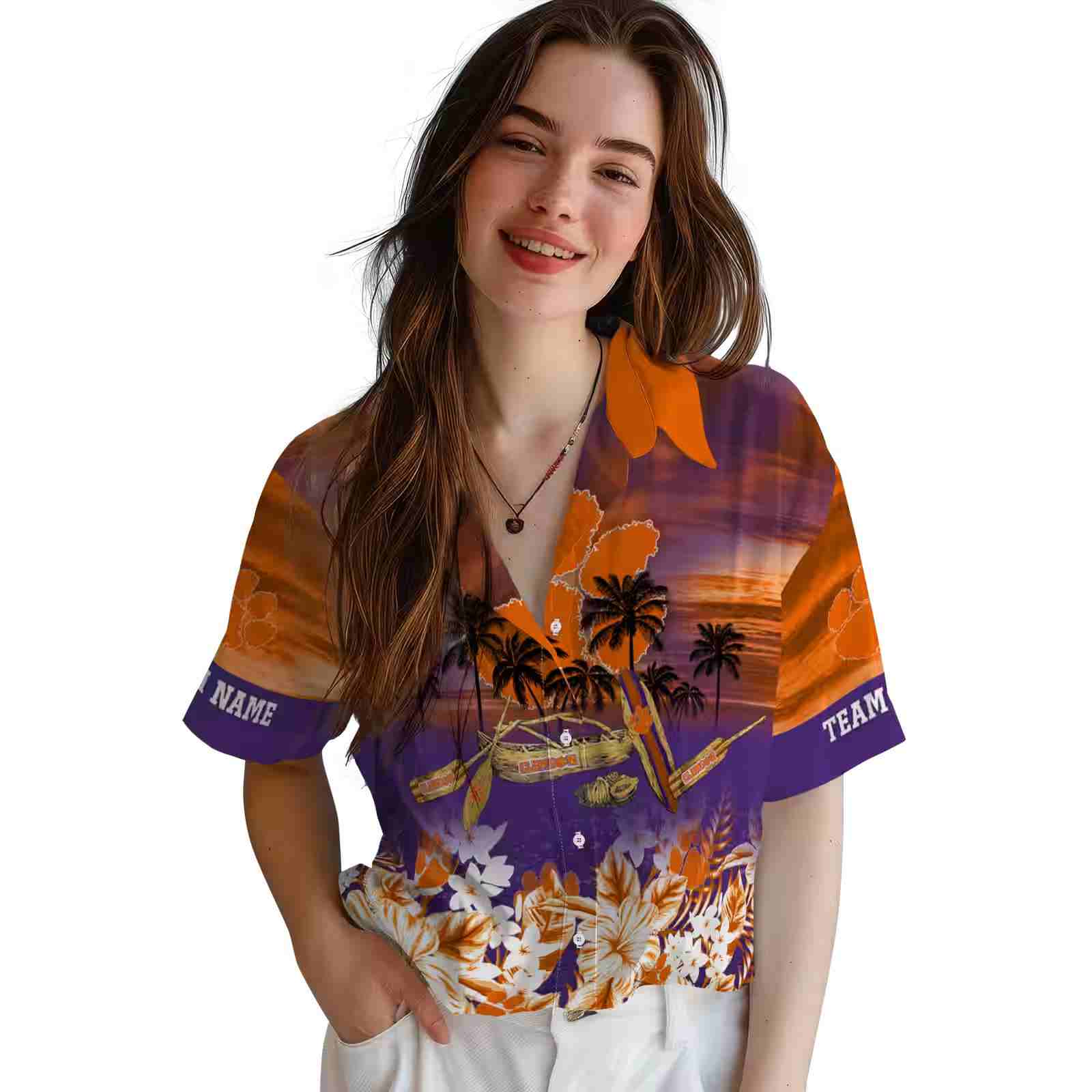 custom clemson tigers tropical canoe orange hawaiian shirt latest model