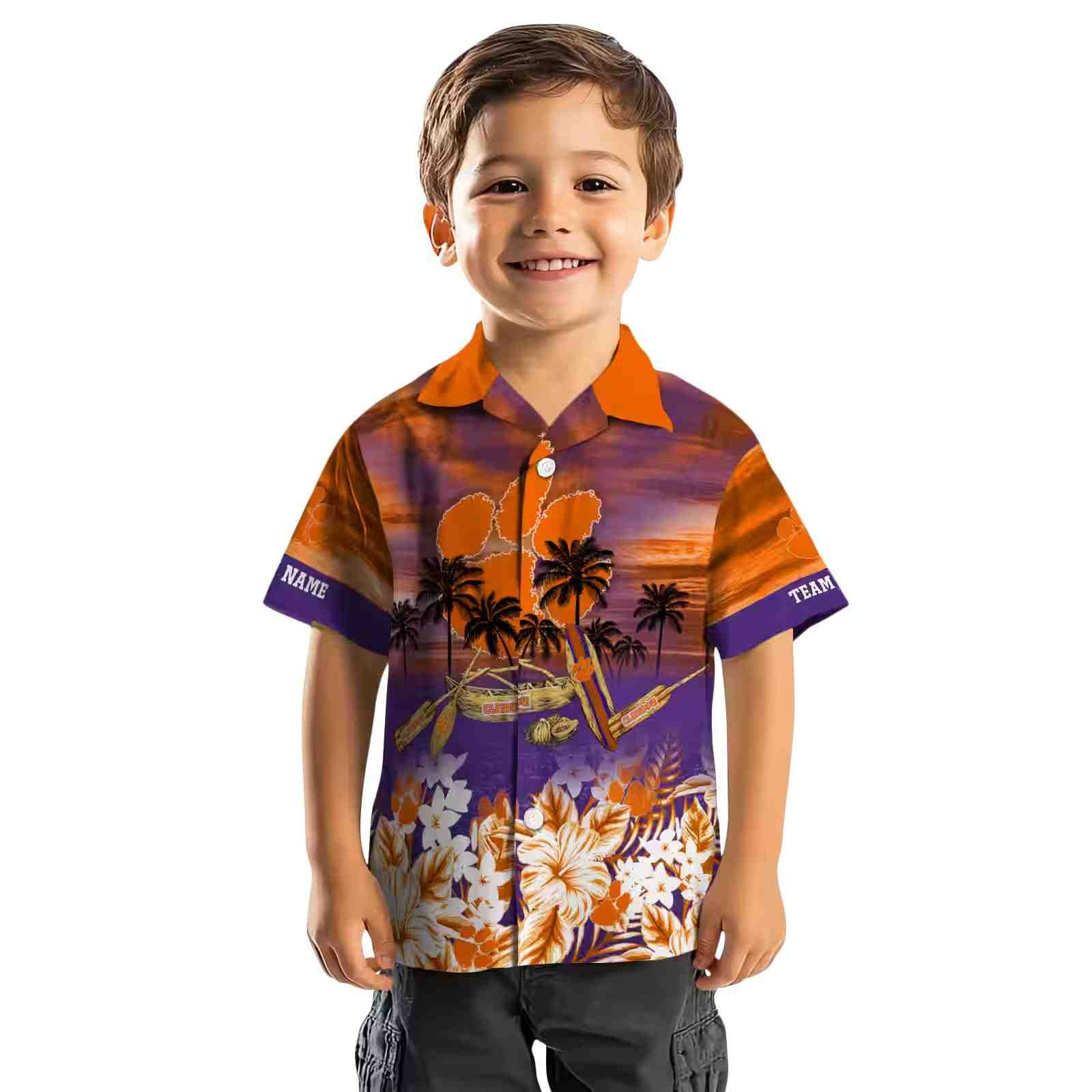 custom clemson tigers tropical canoe orange hawaiian shirt top rated