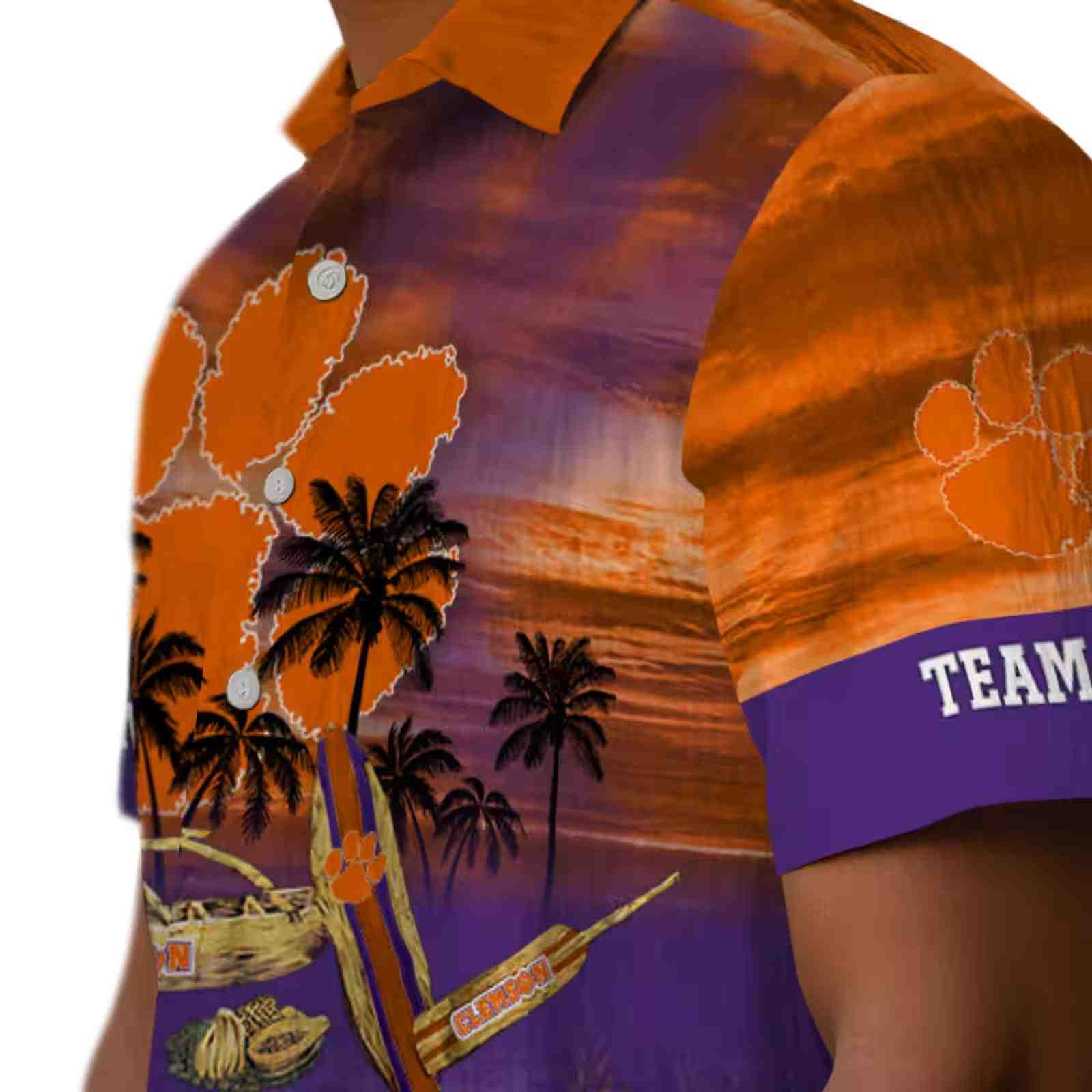 custom clemson tigers tropical canoe orange hawaiian shirt trendy