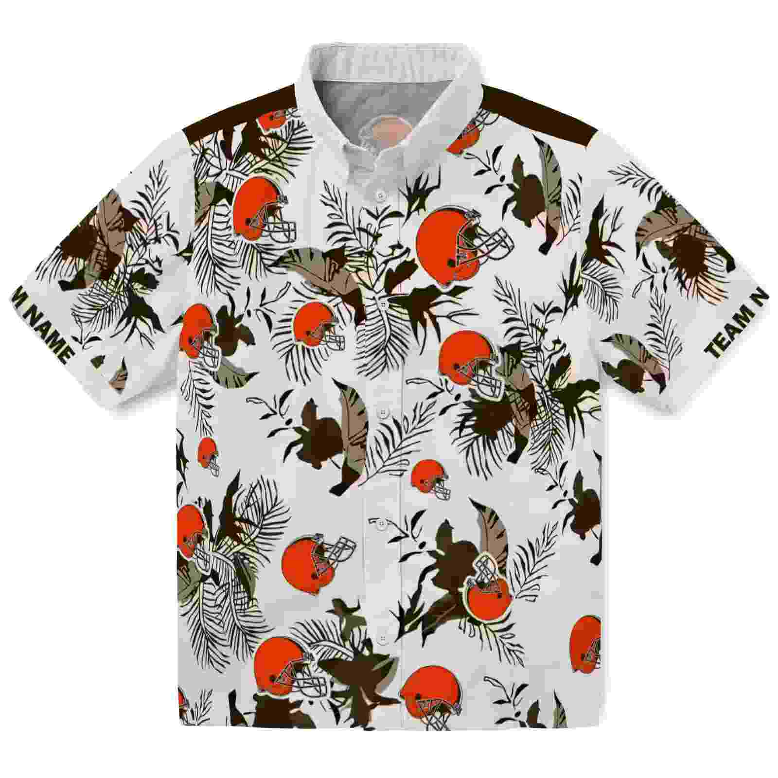 Custom Cleveland Browns Botanical Theme Brown White Hawaiian Shirt